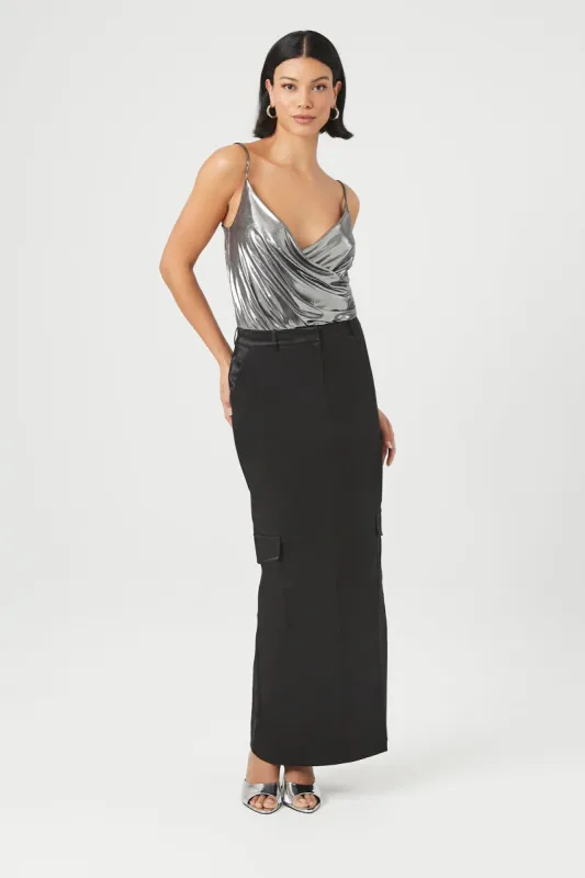 Satin Cargo Maxi Skirt sold by Urban Planet