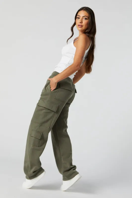 Fleece Wide Leg Cargo Pant sold by Urban Planet