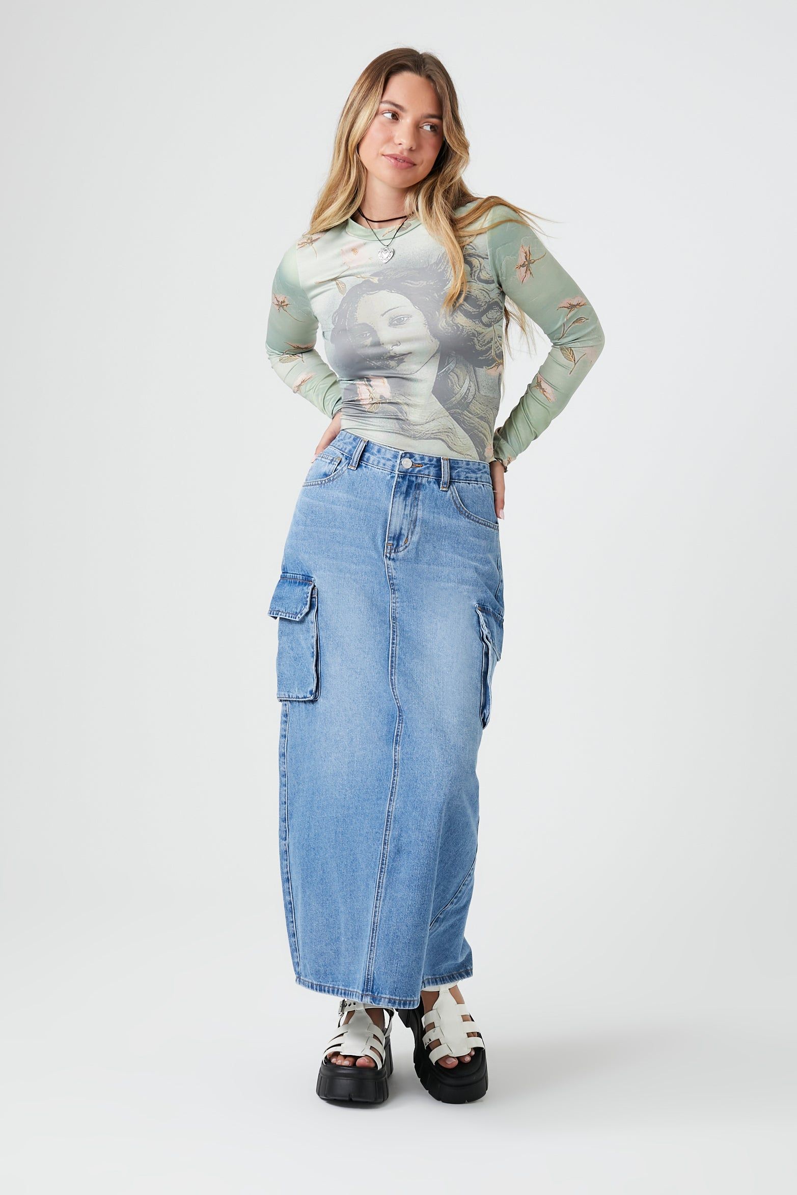Jupe maxi cargo en denim sold by Urban Planet product image thumbnail 6