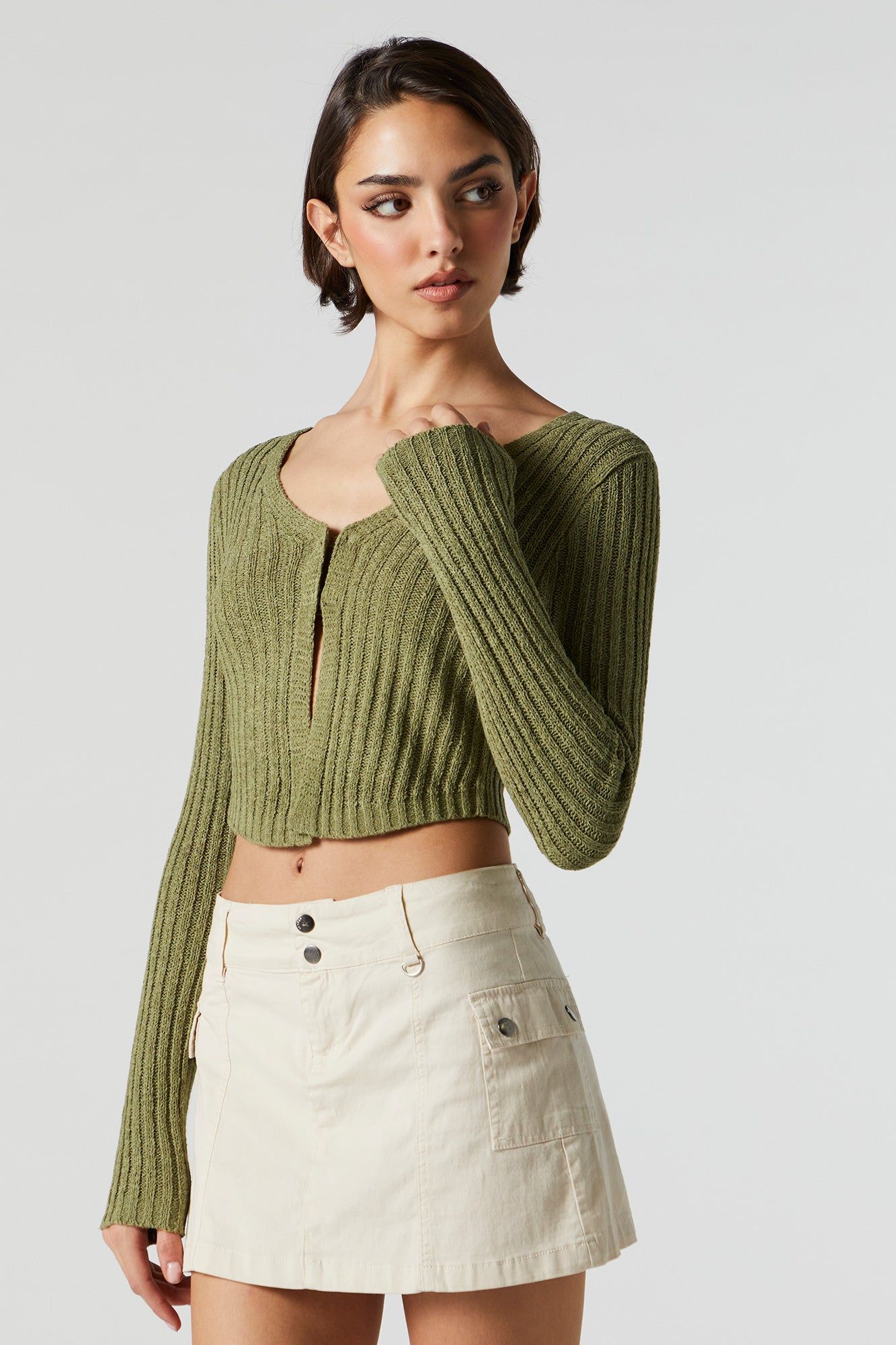 Ribbed Knit Flyaway Cardigan sold by Urban Planet product image thumbnail 5