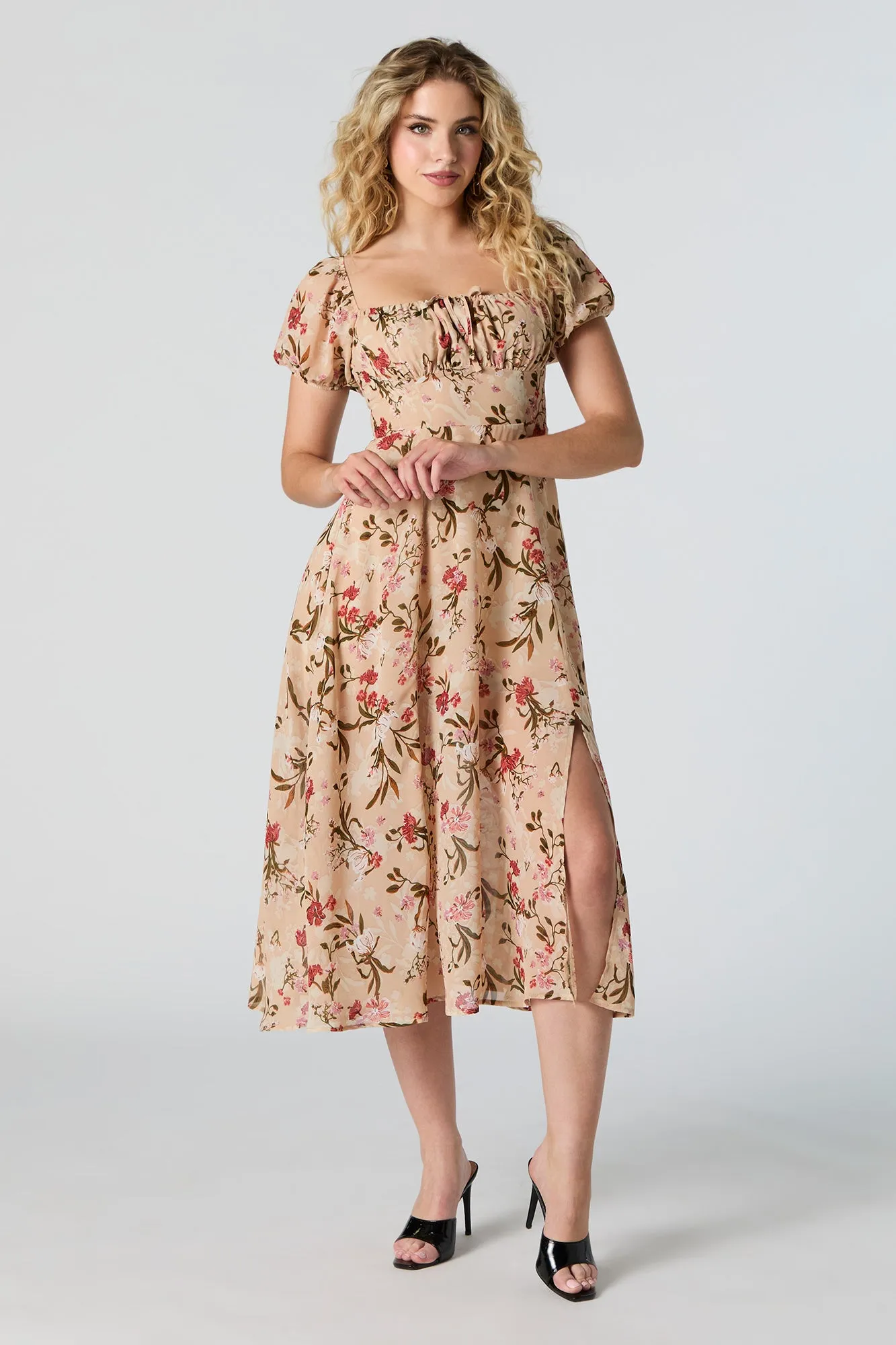 Mesh Milkmaid Slit Midi Dress sold by Urban Planet product image thumbnail 4