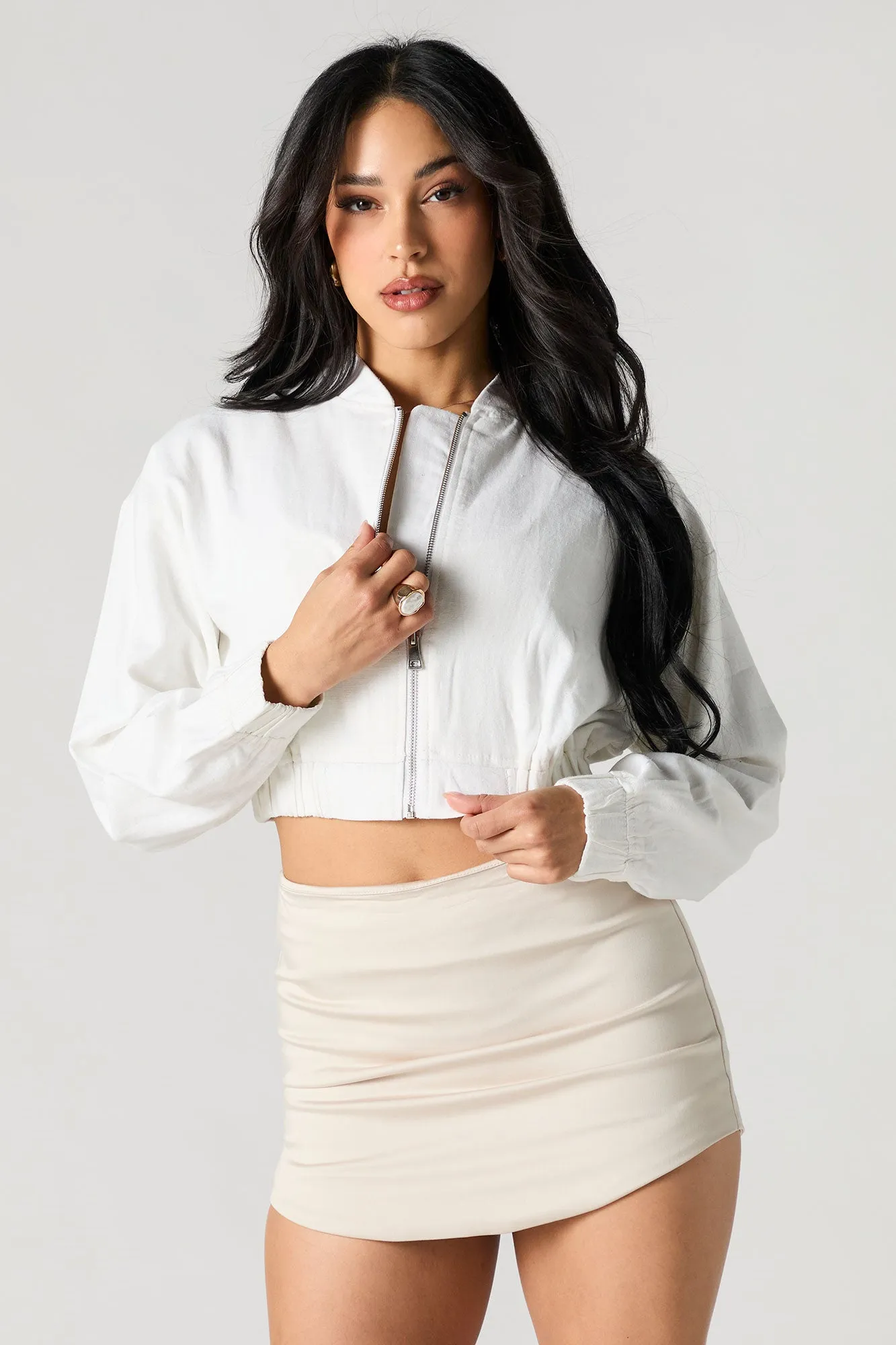 Linen Bomber Jacket sold by Urban Planet