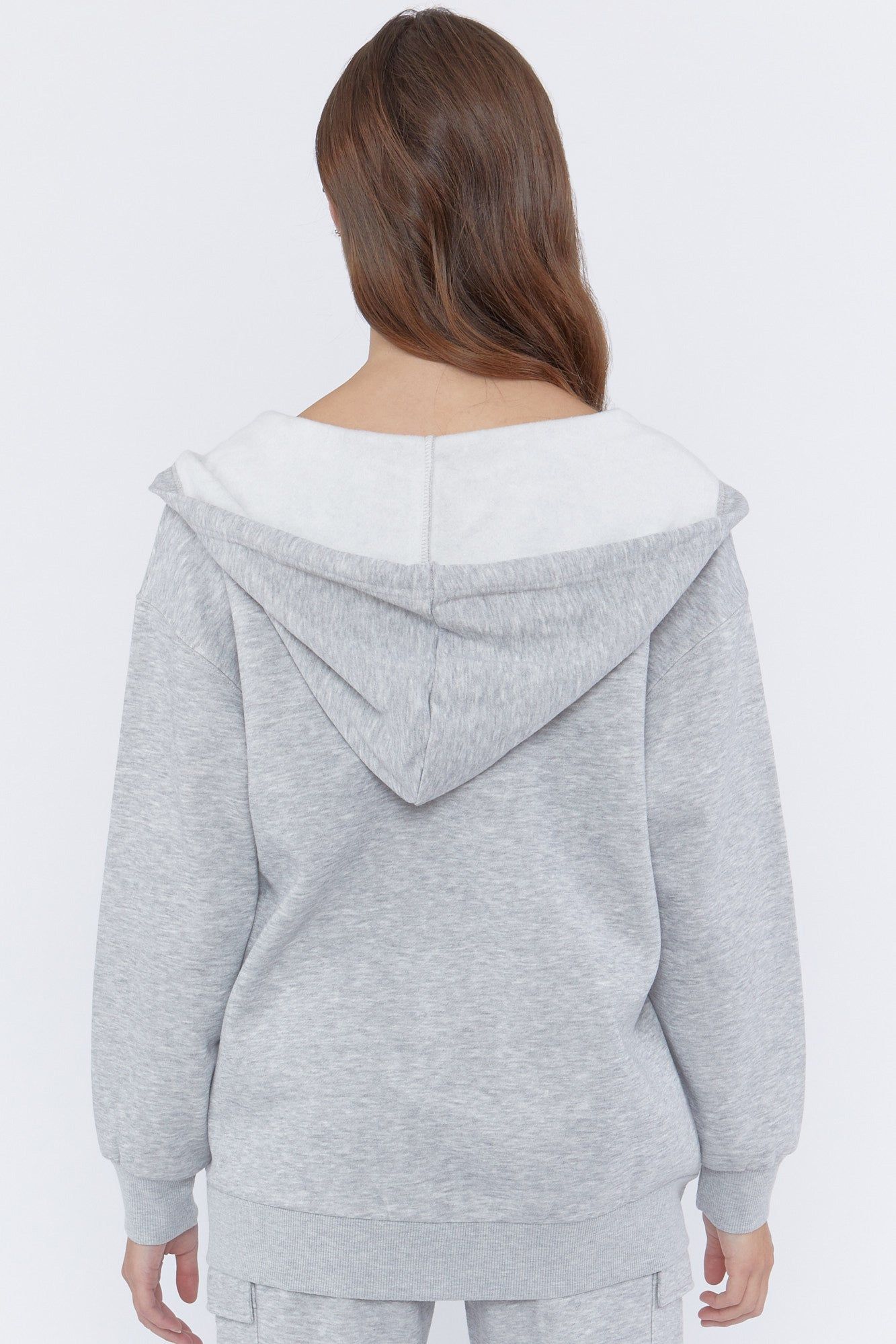 Grey Oversized Zip-Up Fleece Hoodie sold by Urban Planet product image thumbnail 3