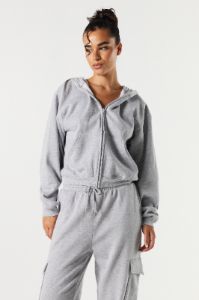 Solid Fleece Zip-Up Hoodie sold by Urban Planet