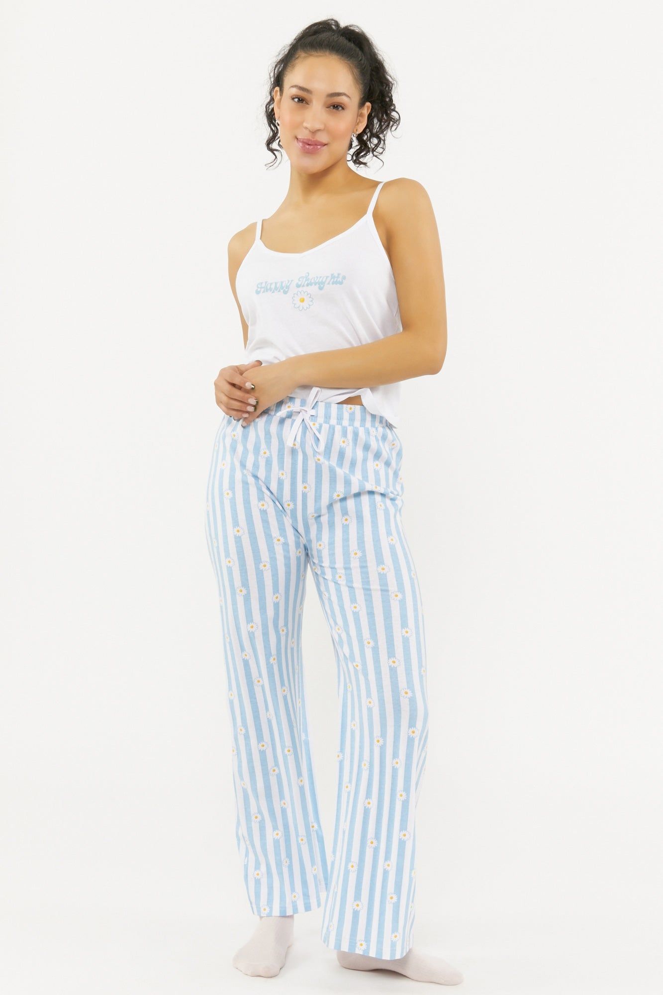 Happy Thoughts Graphic Tank and Pant 2-Piece Pajama Set sold by Urban Planet