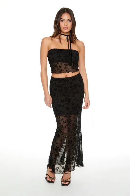 Floral Lace Tube Top and Maxi Skirt 2 Piece Set sold by Urban Planet