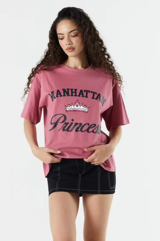 T-shirt de coupe garçonne à imprimé Manhattan Princess sold by Urban Planet