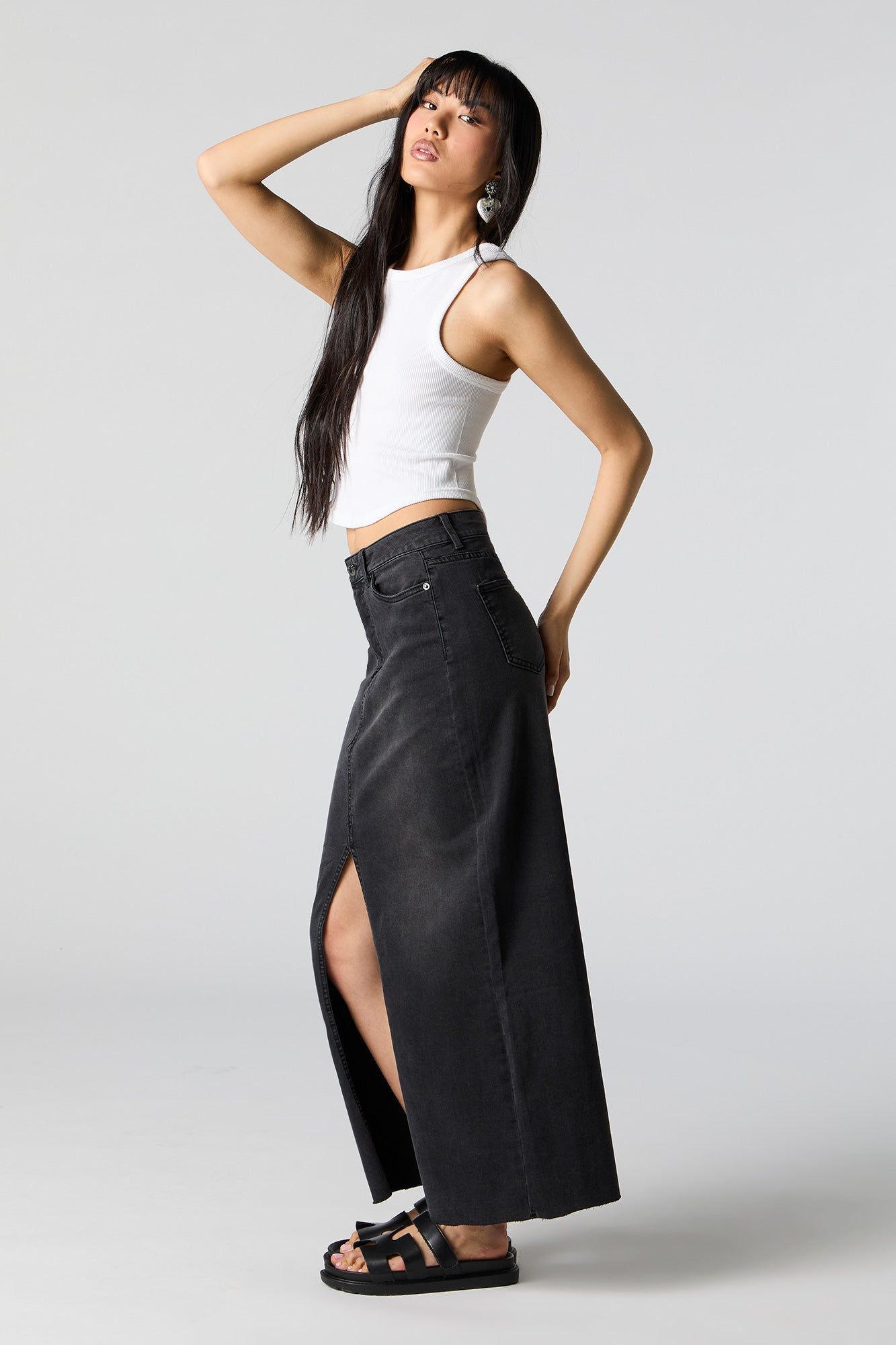 Denim Front Slit Maxi Skirt sold by Urban Planet product image thumbnail 5