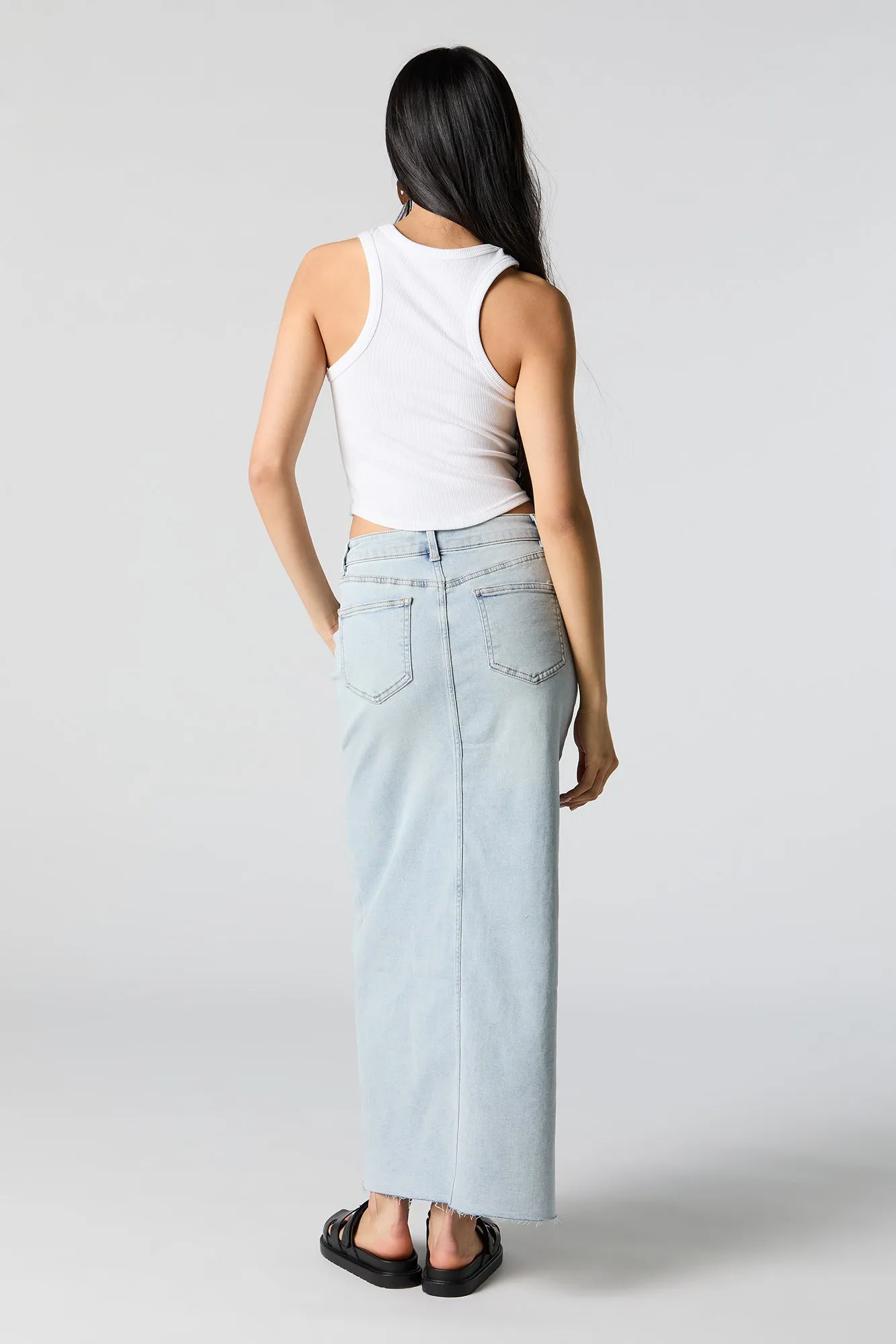 Light Wash Denim Front Slit Maxi Skirt sold by Urban Planet product image thumbnail 3