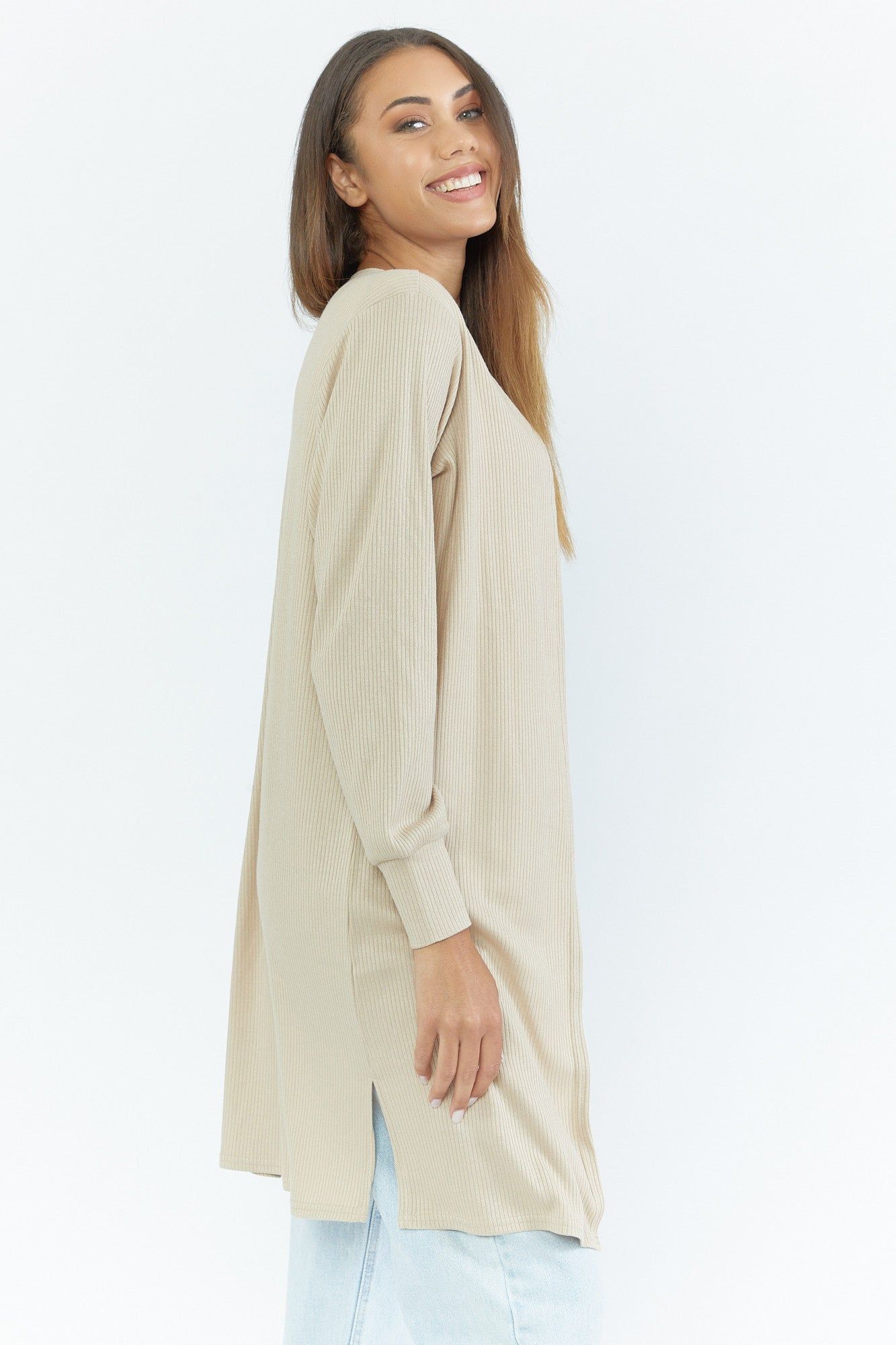 Cardigan long côtelé à manches lognues sold by Urban Planet product image thumbnail 3