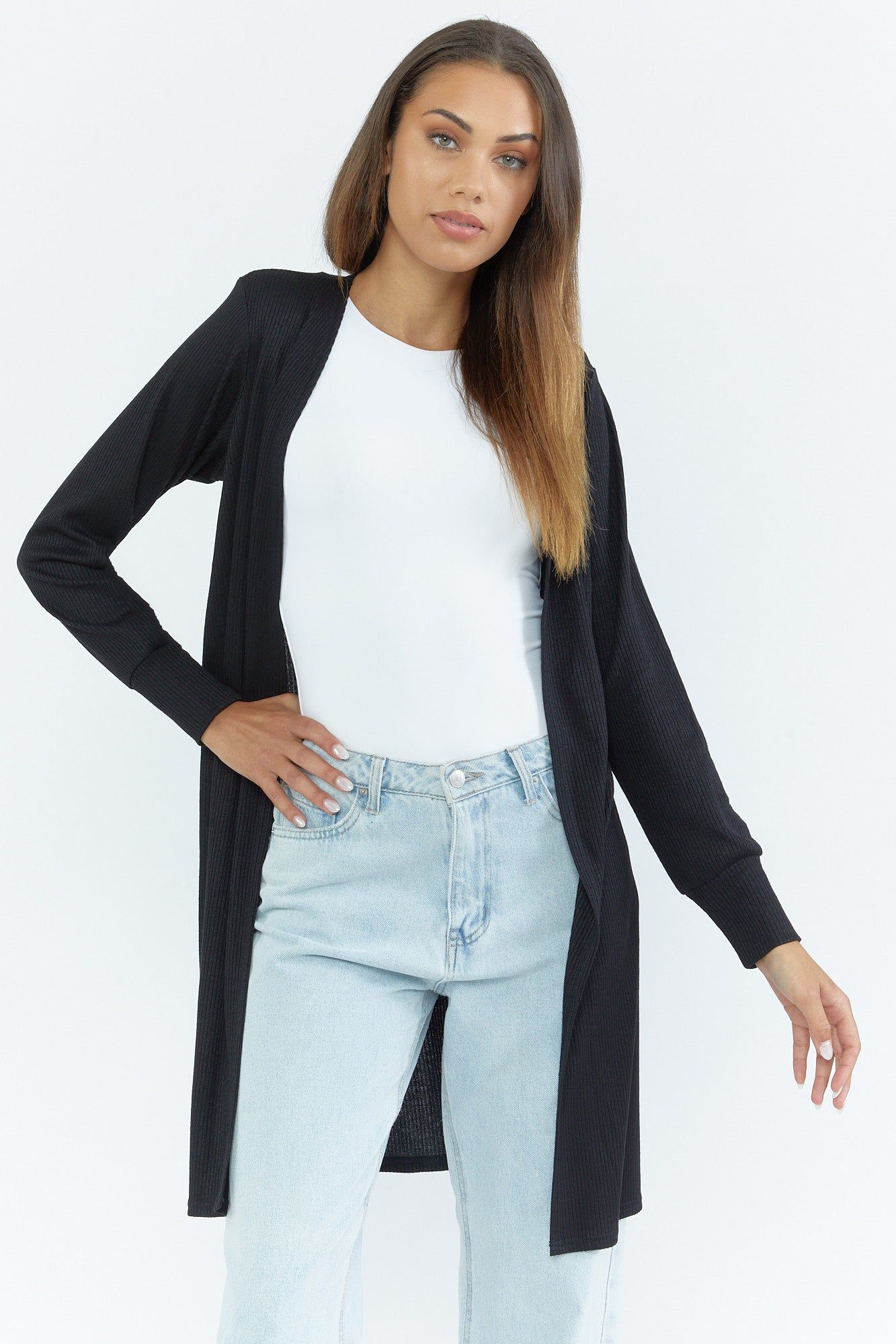 Cardigan long côtelé à manches lognues sold by Urban Planet product image thumbnail 4