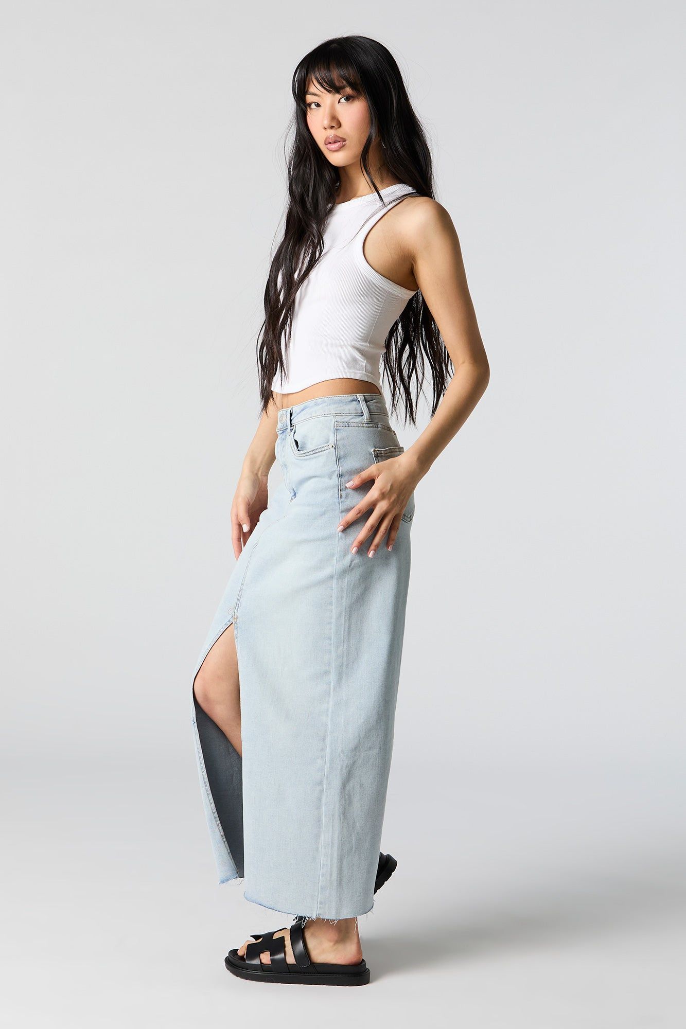 Denim Front Slit Maxi Skirt sold by Urban Planet product image thumbnail 2