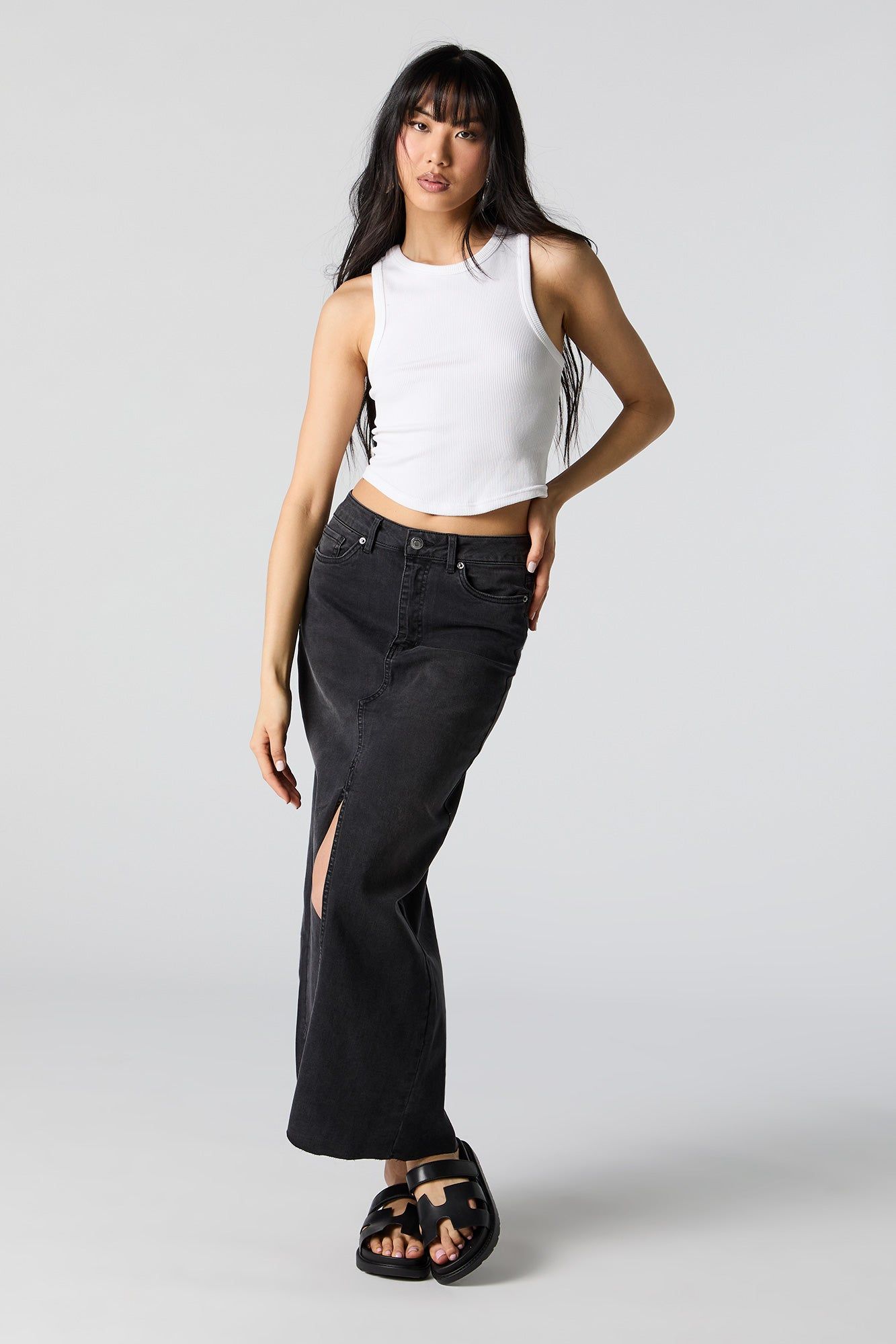 Denim Front Slit Maxi Skirt sold by Urban Planet product image thumbnail 4