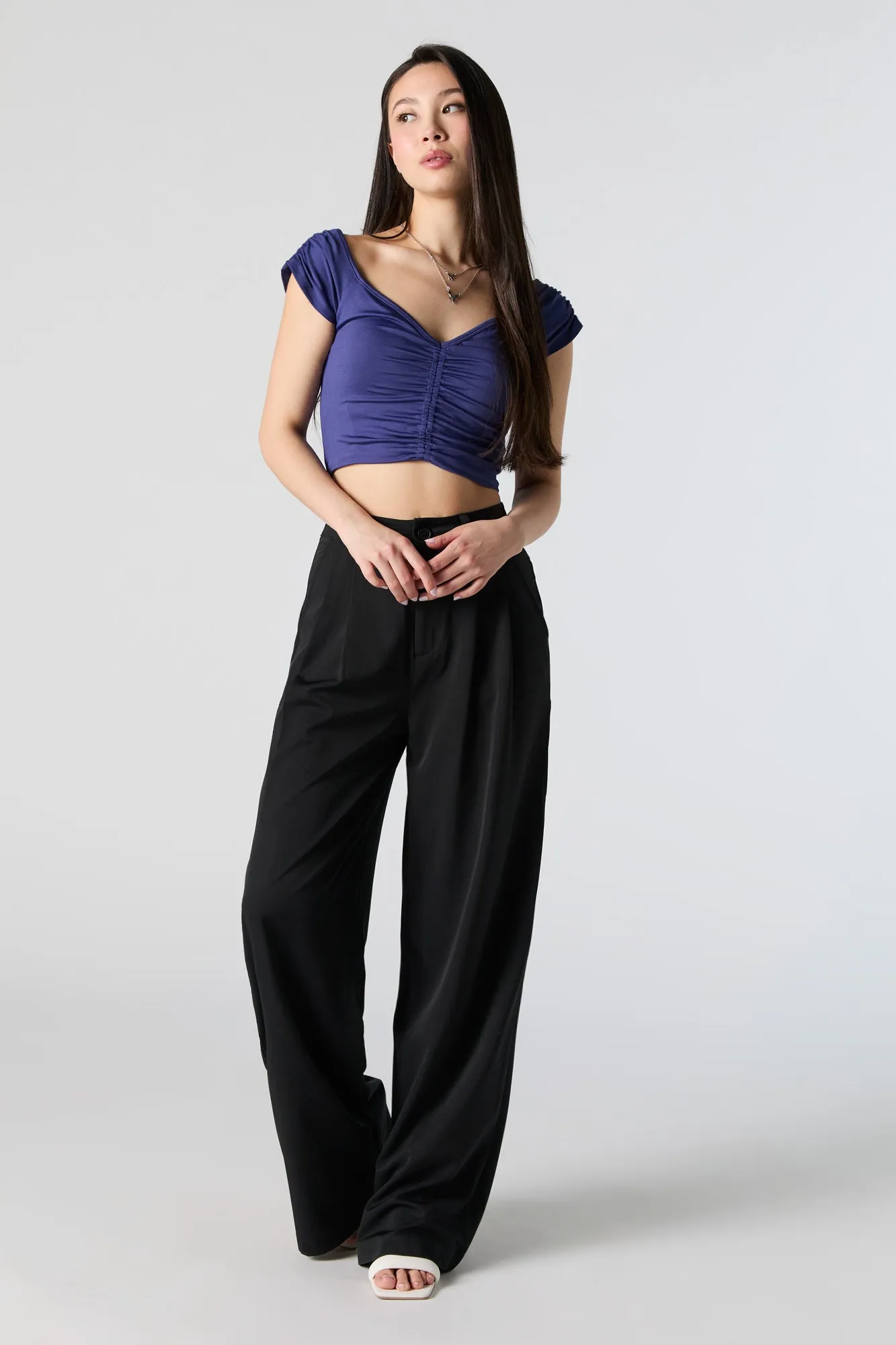 Contour V-Neck Ruched Crop Top sold by Urban Planet product image thumbnail 3