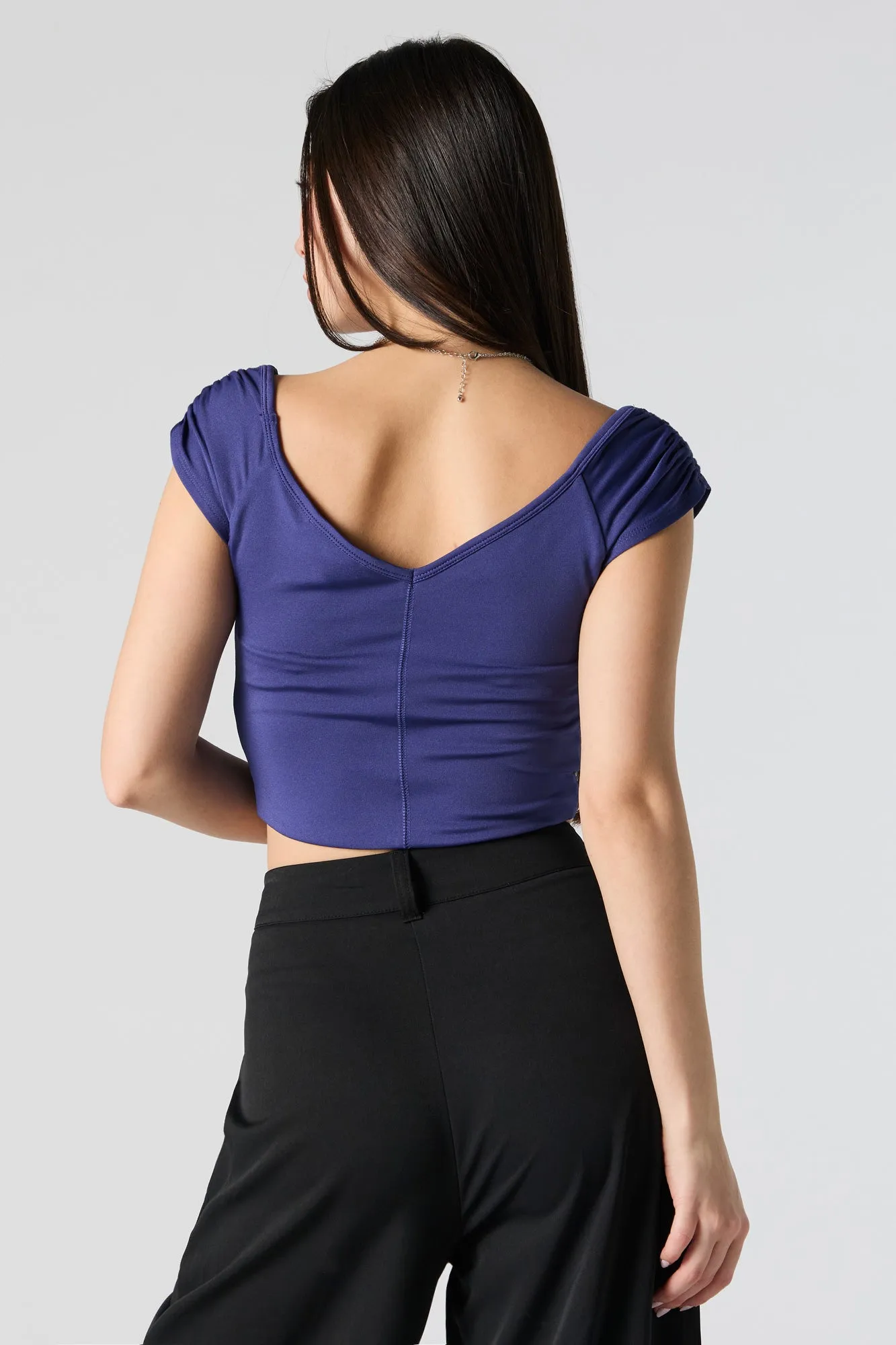 Contour V-Neck Ruched Crop Top sold by Urban Planet product image thumbnail 2