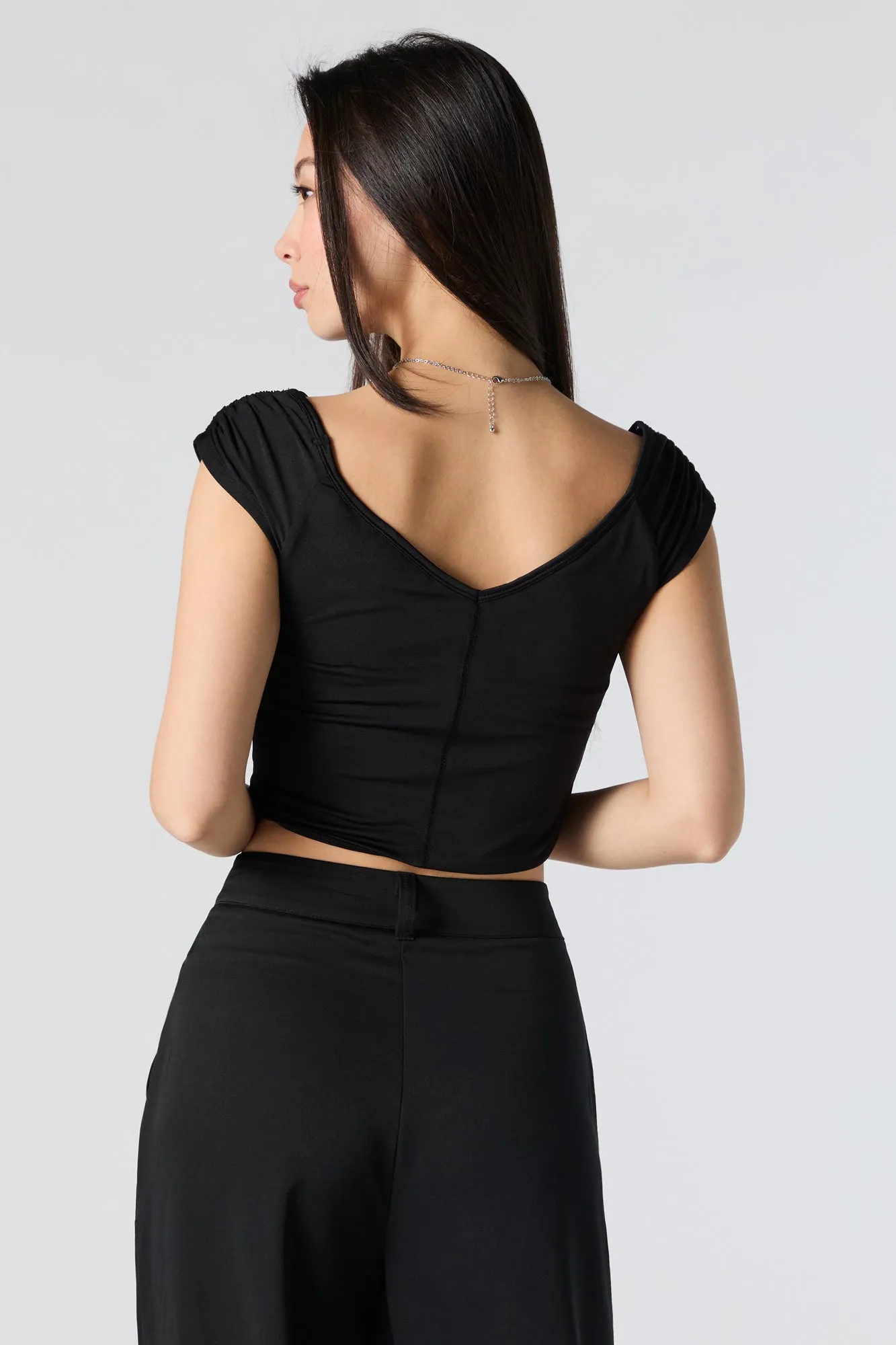 Contour V-Neck Ruched Crop Top sold by Urban Planet product image thumbnail 5
