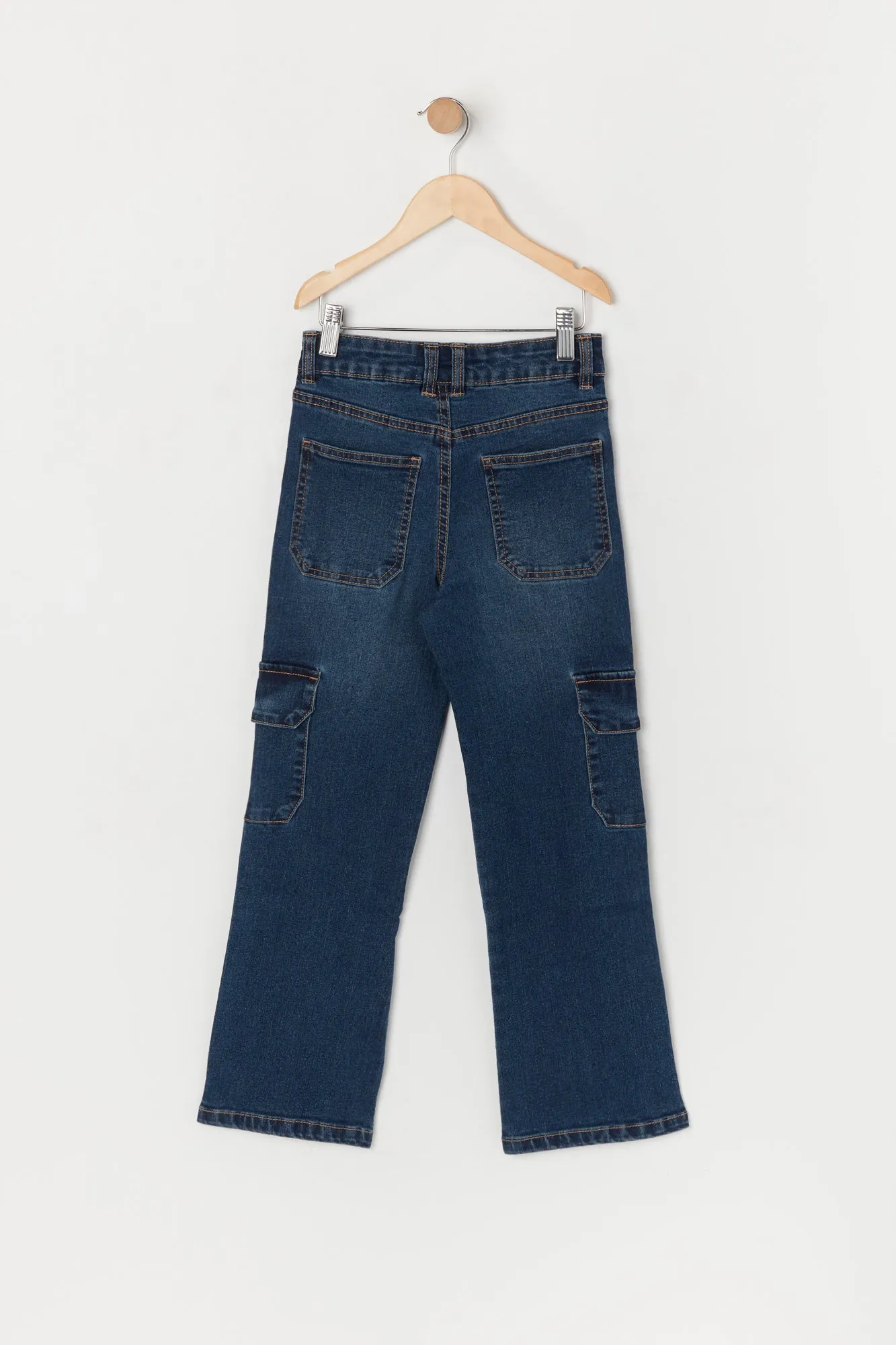 Jean cargo à jambe droite délavé foncé pour fille sold by Urban Planet product image thumbnail 2