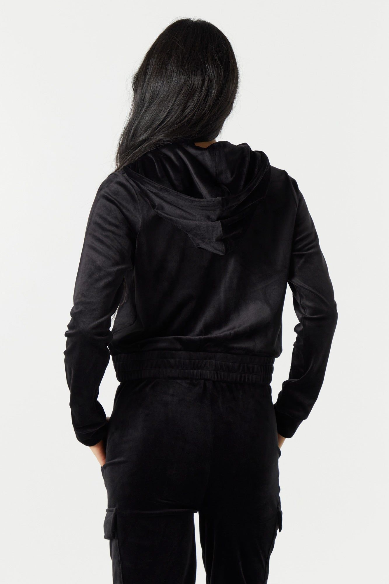 Haut à capuchon en velours avec fermeture à glissière sold by Urban Planet product image thumbnail 5