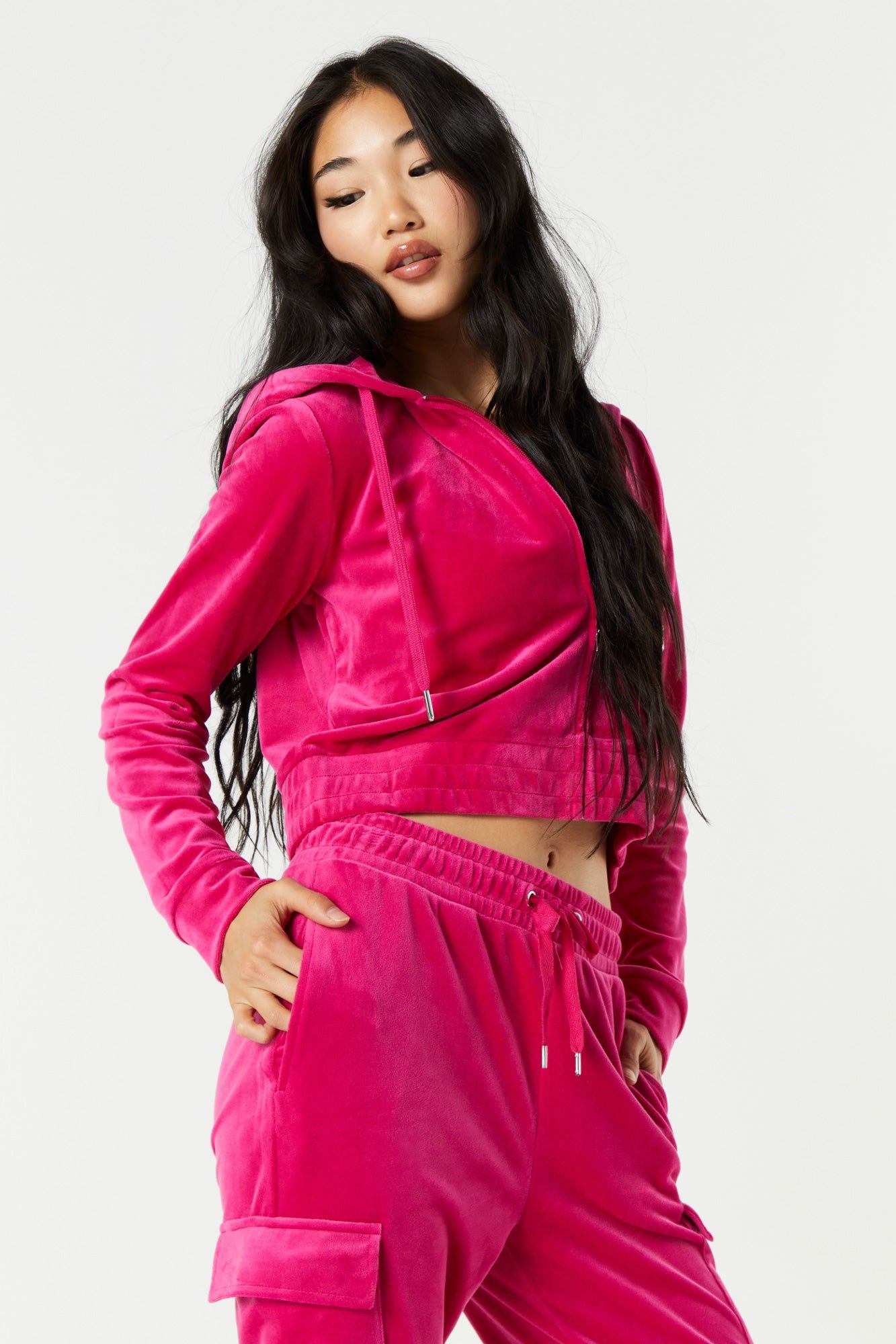 Haut à capuchon en velours avec fermeture à glissière sold by Urban Planet product image thumbnail 13