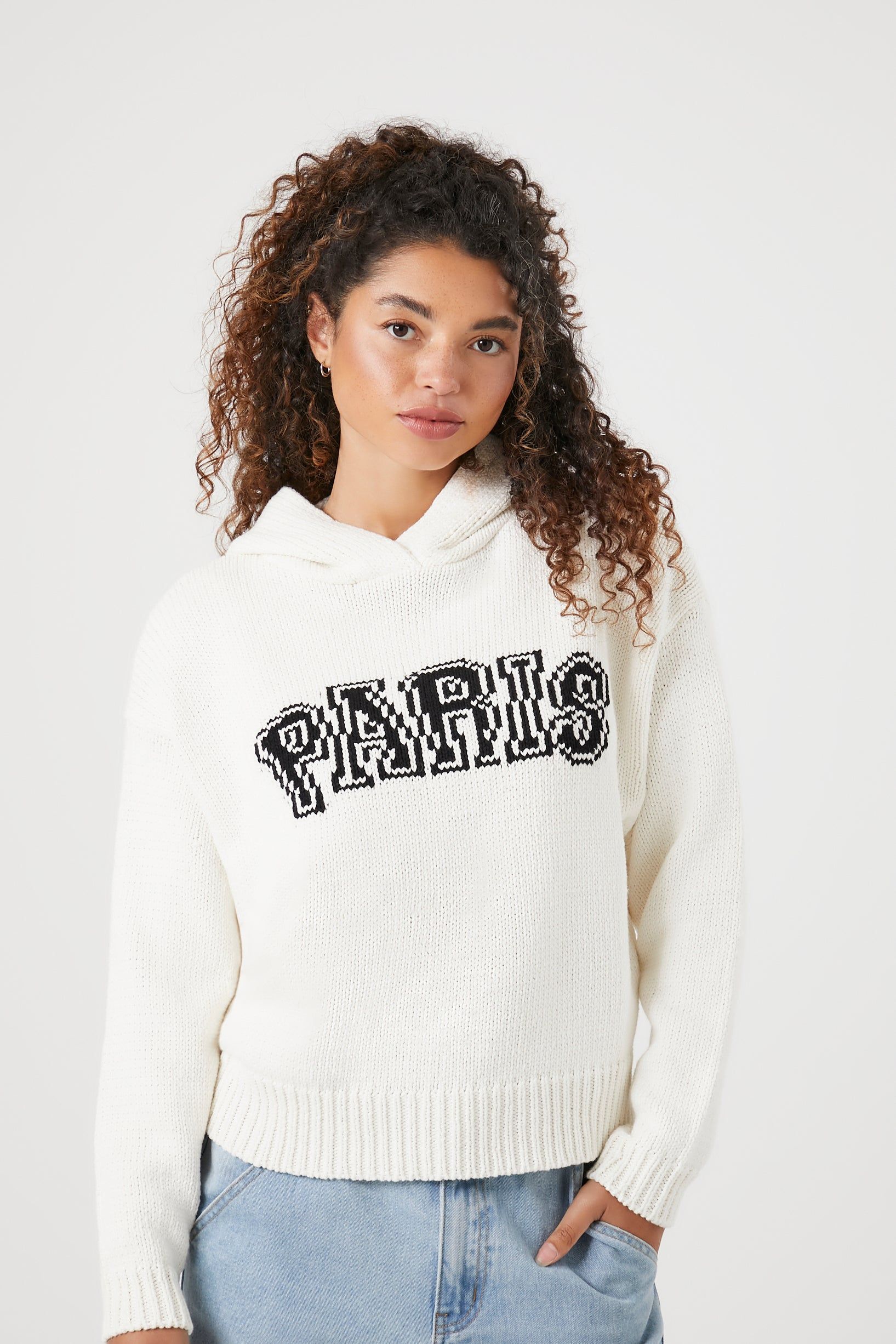 Haut à capuchon en tricot à imprimé Paris sold by Urban Planet