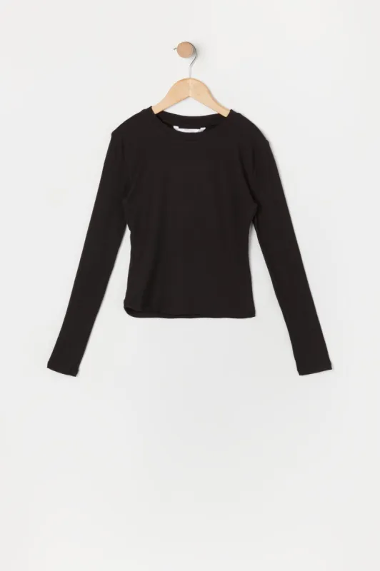 Girls Ribbed Long Sleeve Top sold by Urban Planet