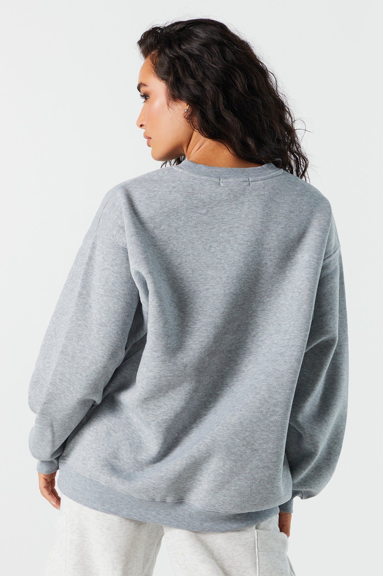 Solid Fleece Crewneck Sweatshirt sold by Urban Planet product image thumbnail 2