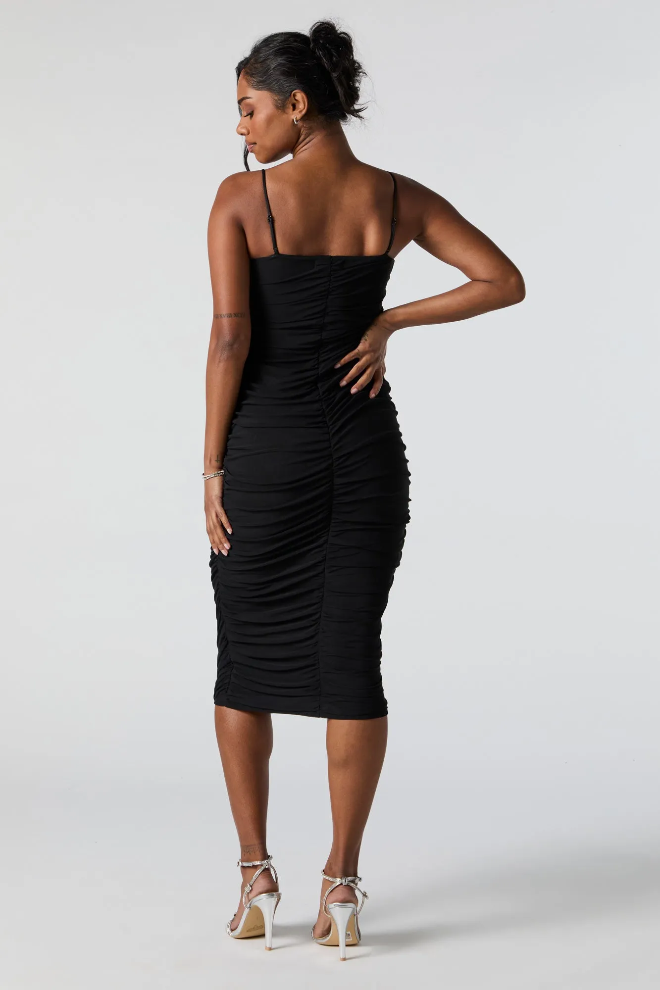 Mesh Cowl Neck Ruched Midi Dress sold by Urban Planet product image thumbnail 3