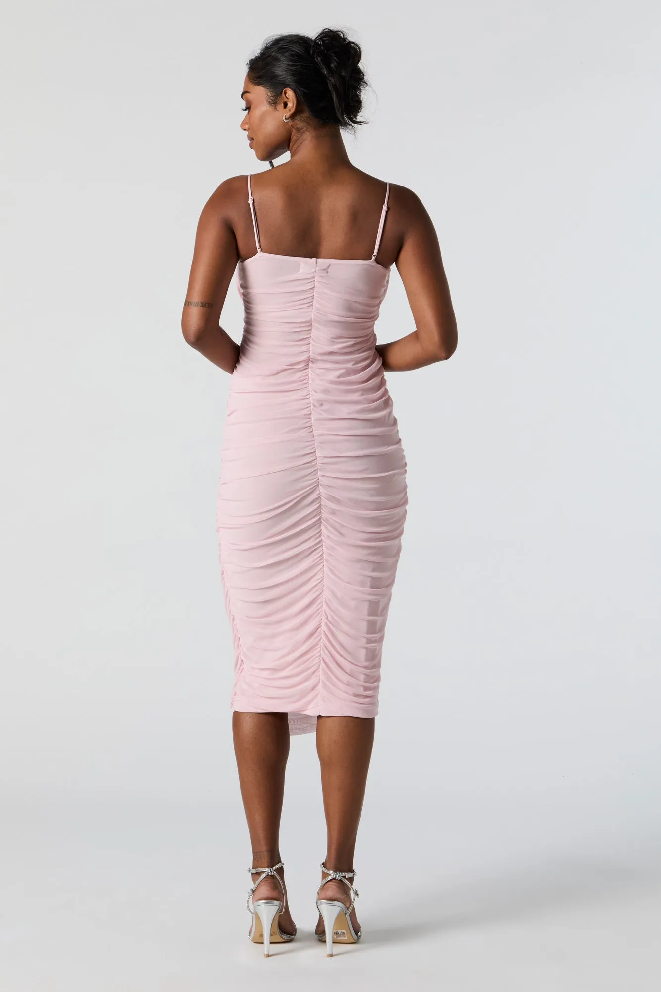 Mesh Cowl Neck Ruched Midi Dress sold by Urban Planet product image thumbnail 5