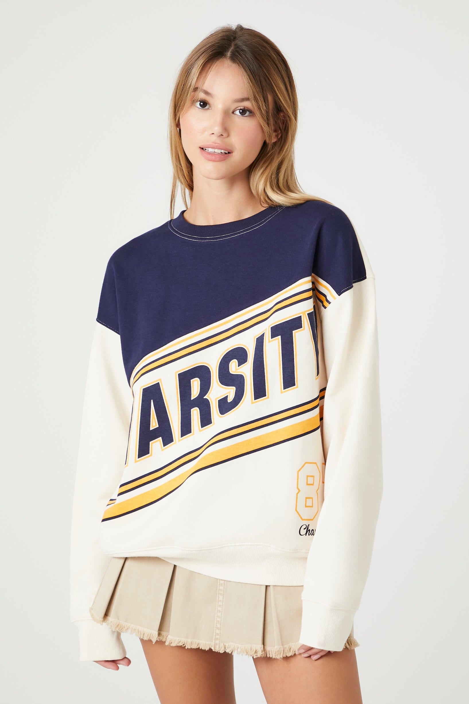 Colourblock Varsity Graphic Sweatshirt sold by Urban Planet