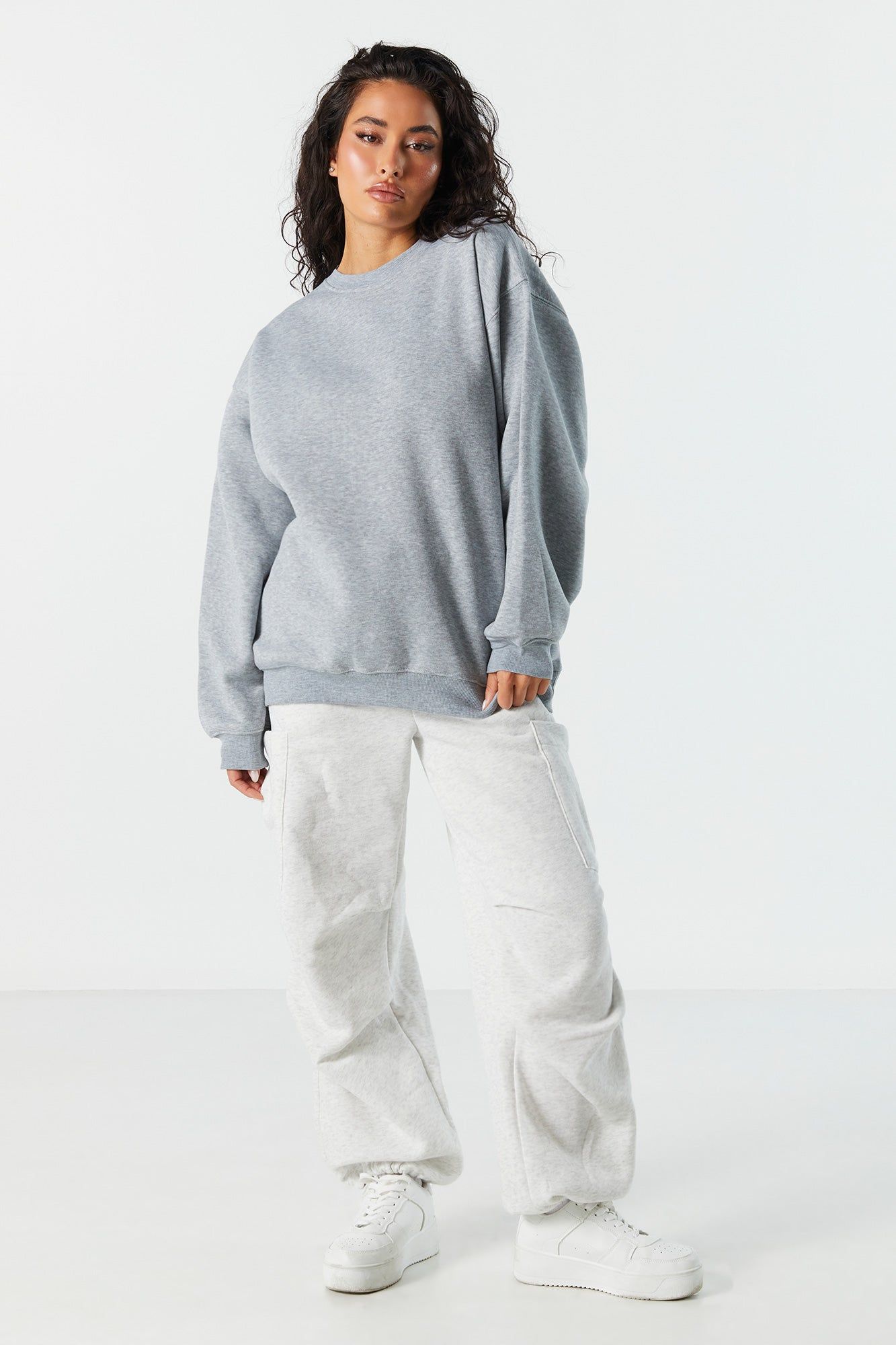 Solid Fleece Crewneck Sweatshirt sold by Urban Planet product image thumbnail 3