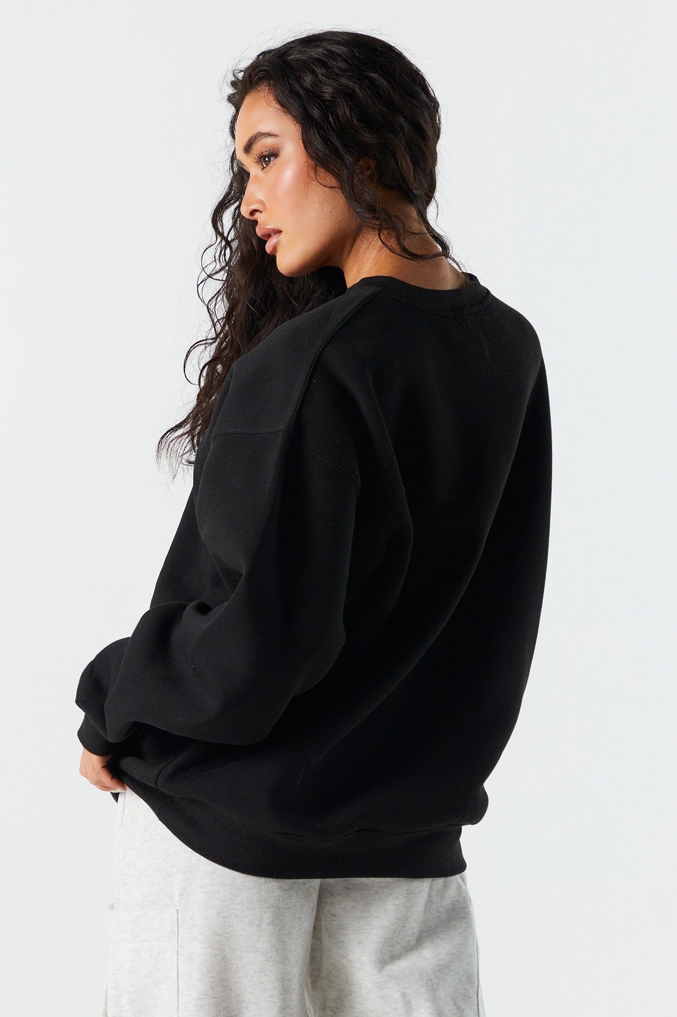 Solid Fleece Crewneck Sweatshirt sold by Urban Planet product image thumbnail 5