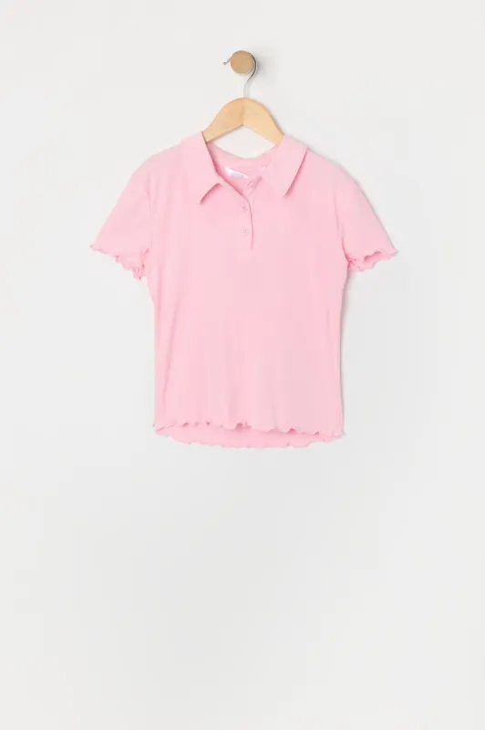 Polo côtelé avec liséré volanté pour fille sold by Urban Planet