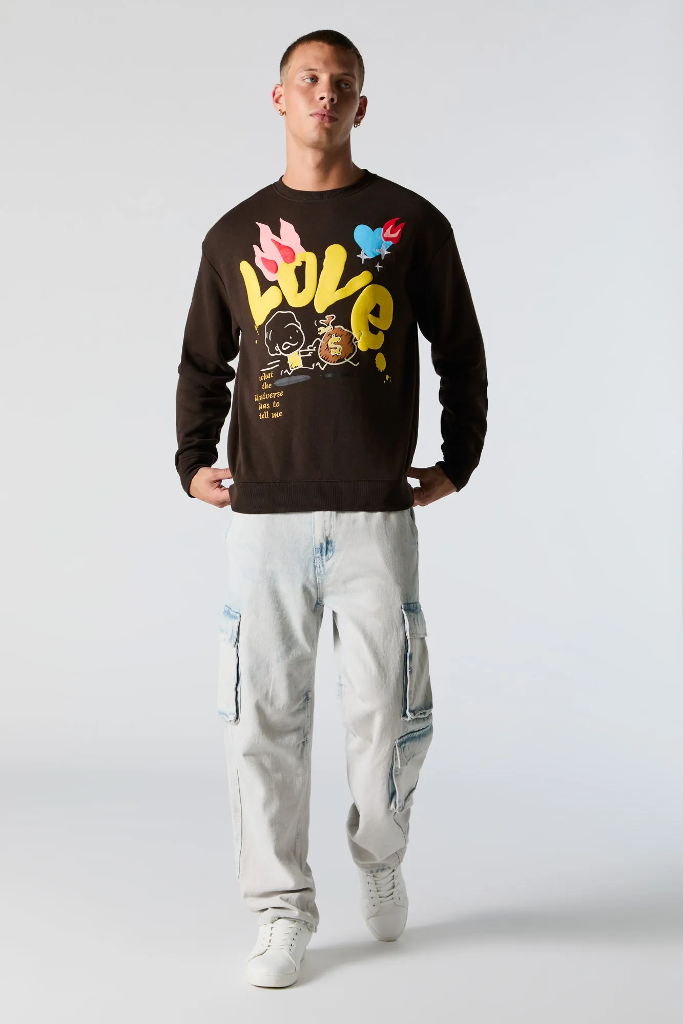 Love Puff Print Fleece Sweatshirt sold by Urban Planet product image thumbnail 3