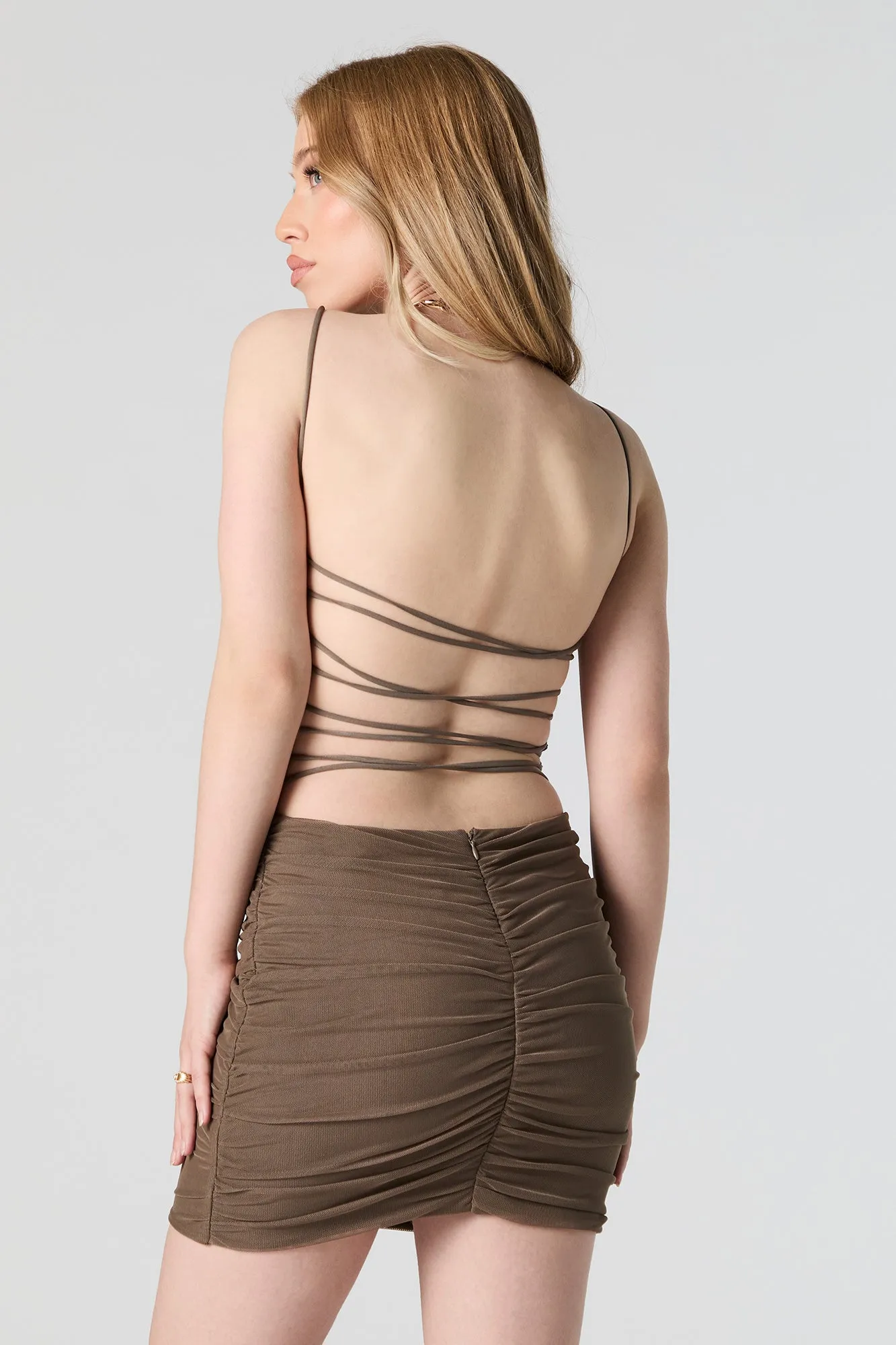 Mesh Ruched Cut Out Bodycon Mini Dress sold by Urban Planet product image thumbnail 4