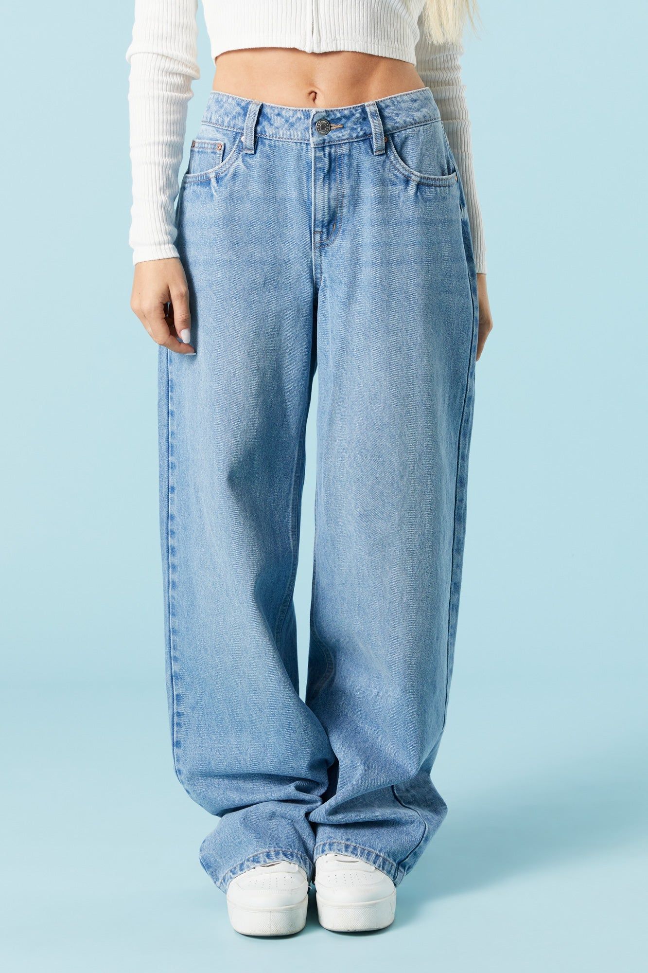 Medium Blue Wide Leg Skater Jean sold by Urban Planet product image thumbnail 2