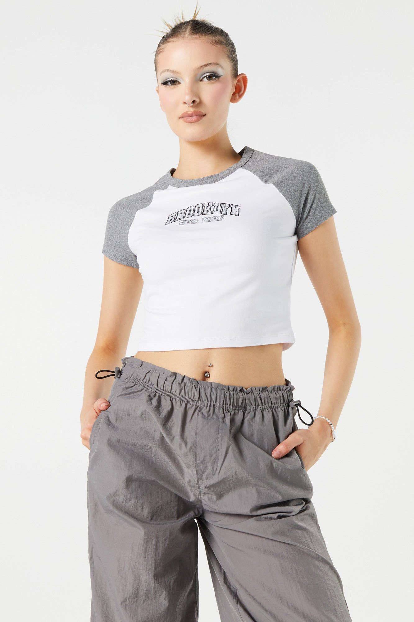 Brooklyn Graphic Cropped Raglan T-Shirt sold by Urban Planet