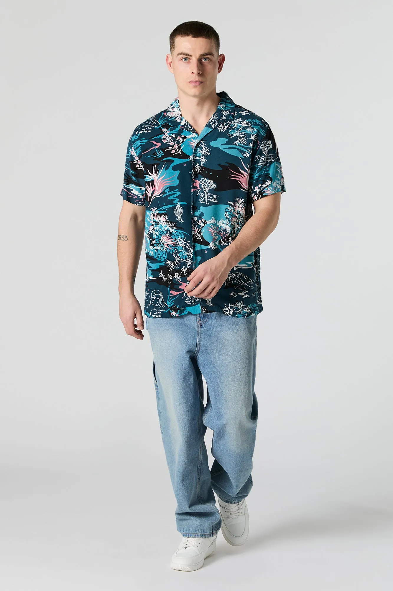 Haut boutonné à manches courtes avec motif Désert sold by Urban Planet product image thumbnail 3