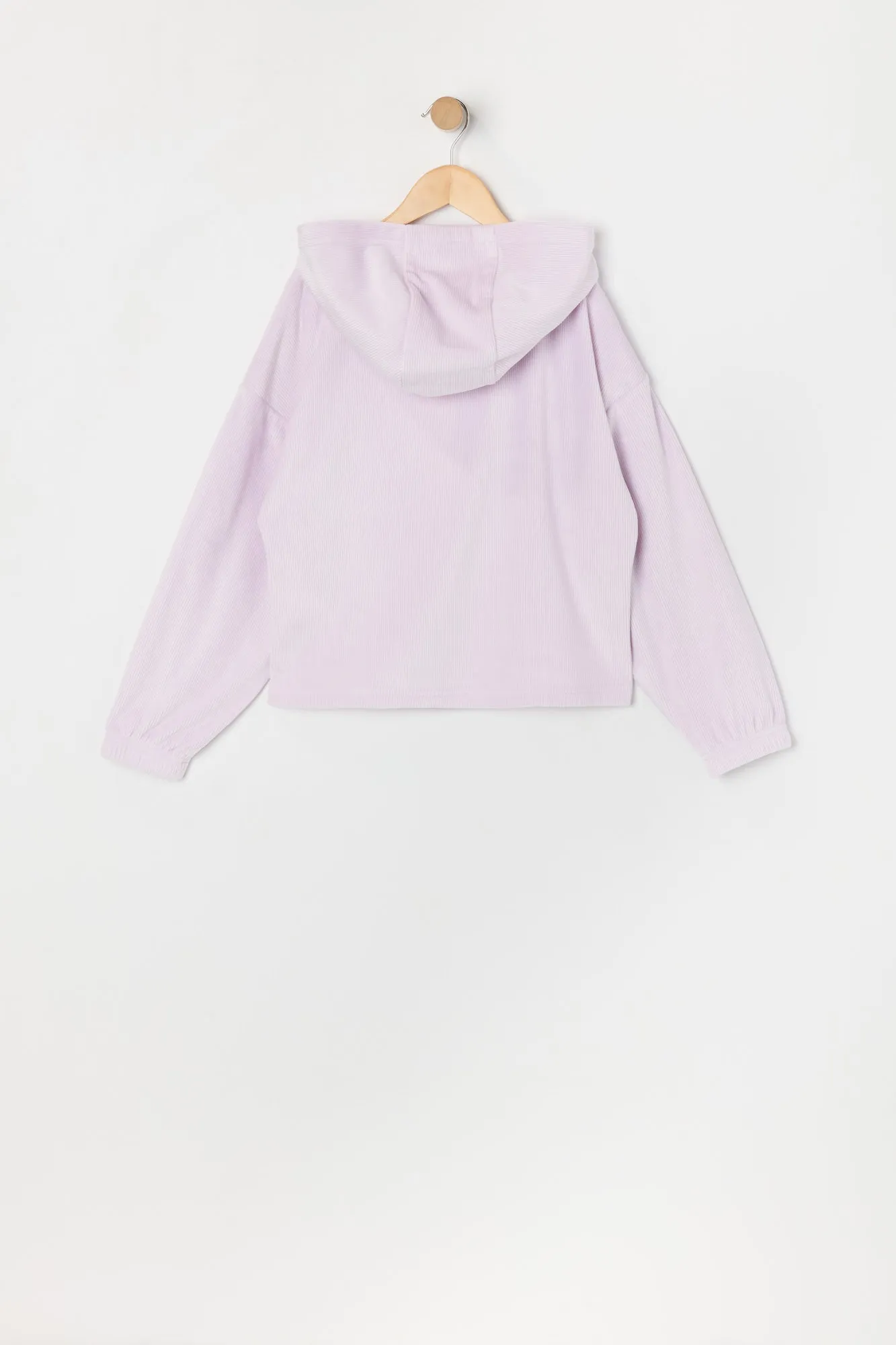 Girls Velour Ribbed Hoodie sold by Urban Planet product image thumbnail 4