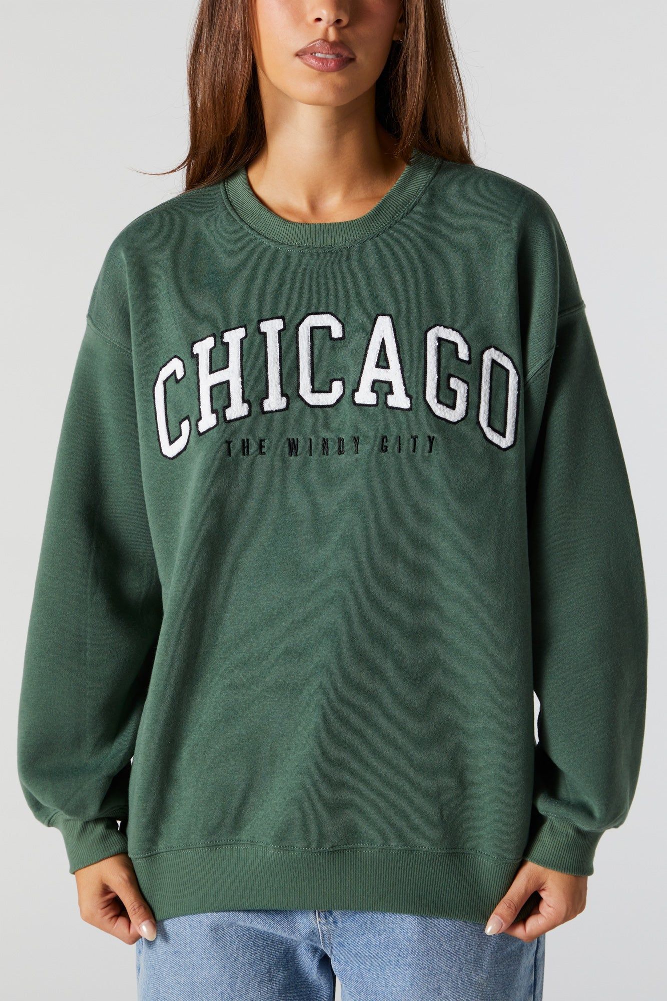 Chenille Embroidered Chicago Fleece Sweatshirt sold by Urban Planet product image thumbnail 4
