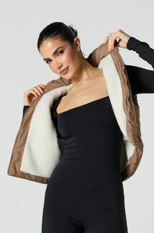 Faux Fur Lined Cropped Puffer Vest sold by Urban Planet