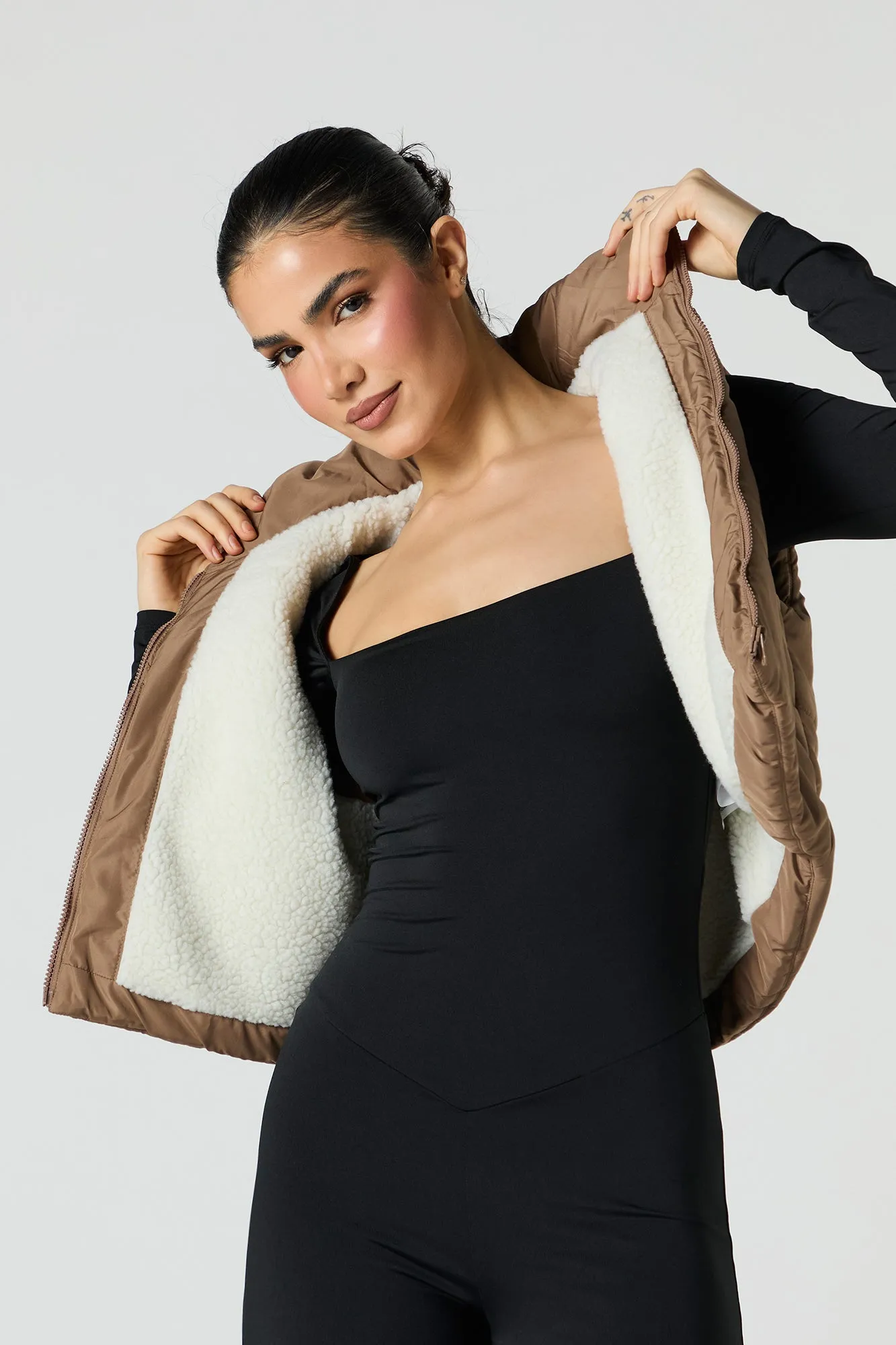 Faux Fur Lined Cropped Puffer Vest sold by Urban Planet