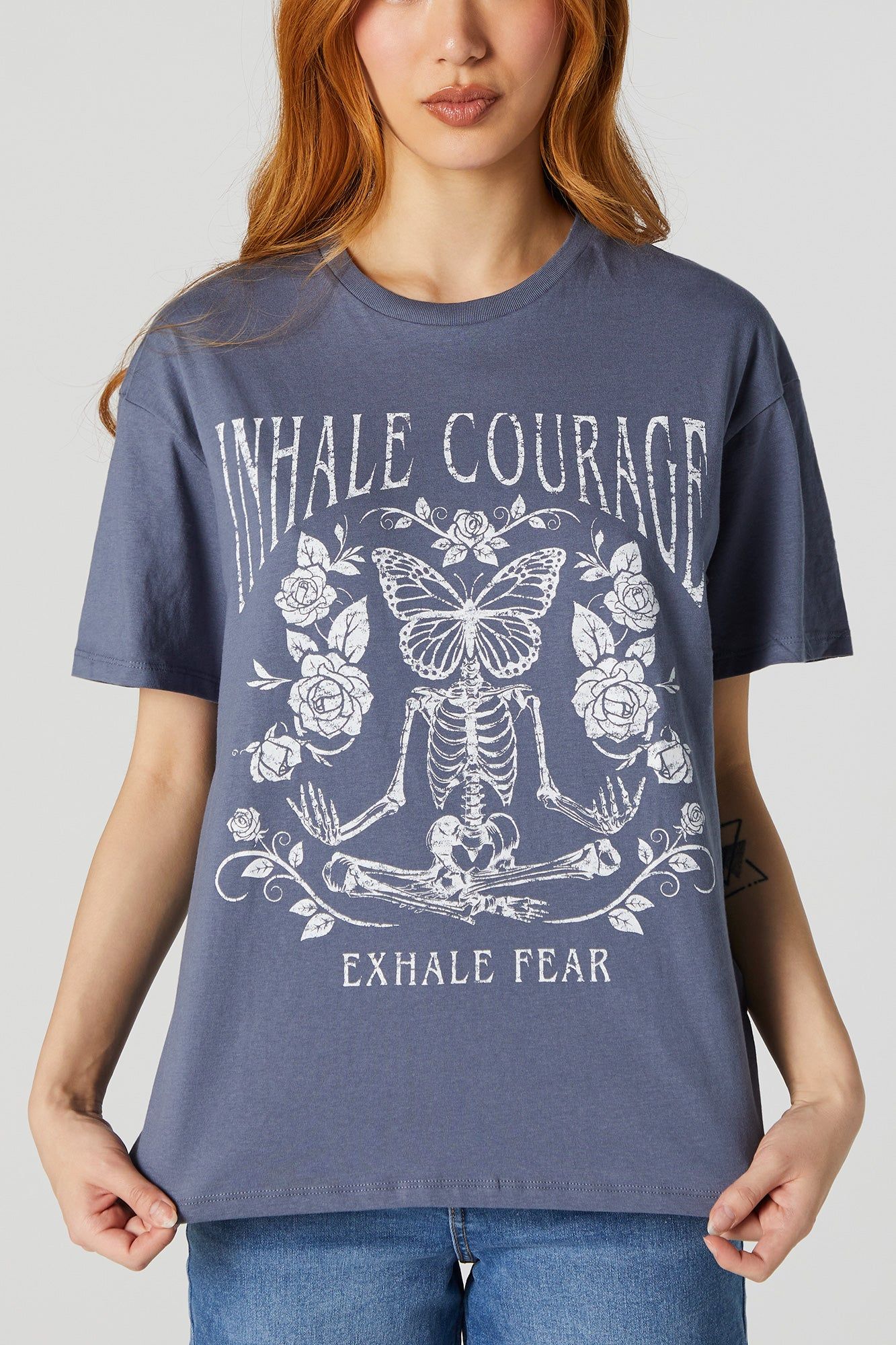Inhale Courage Exhale Fear Graphic Boyfriend T-Shirt sold by Urban Planet