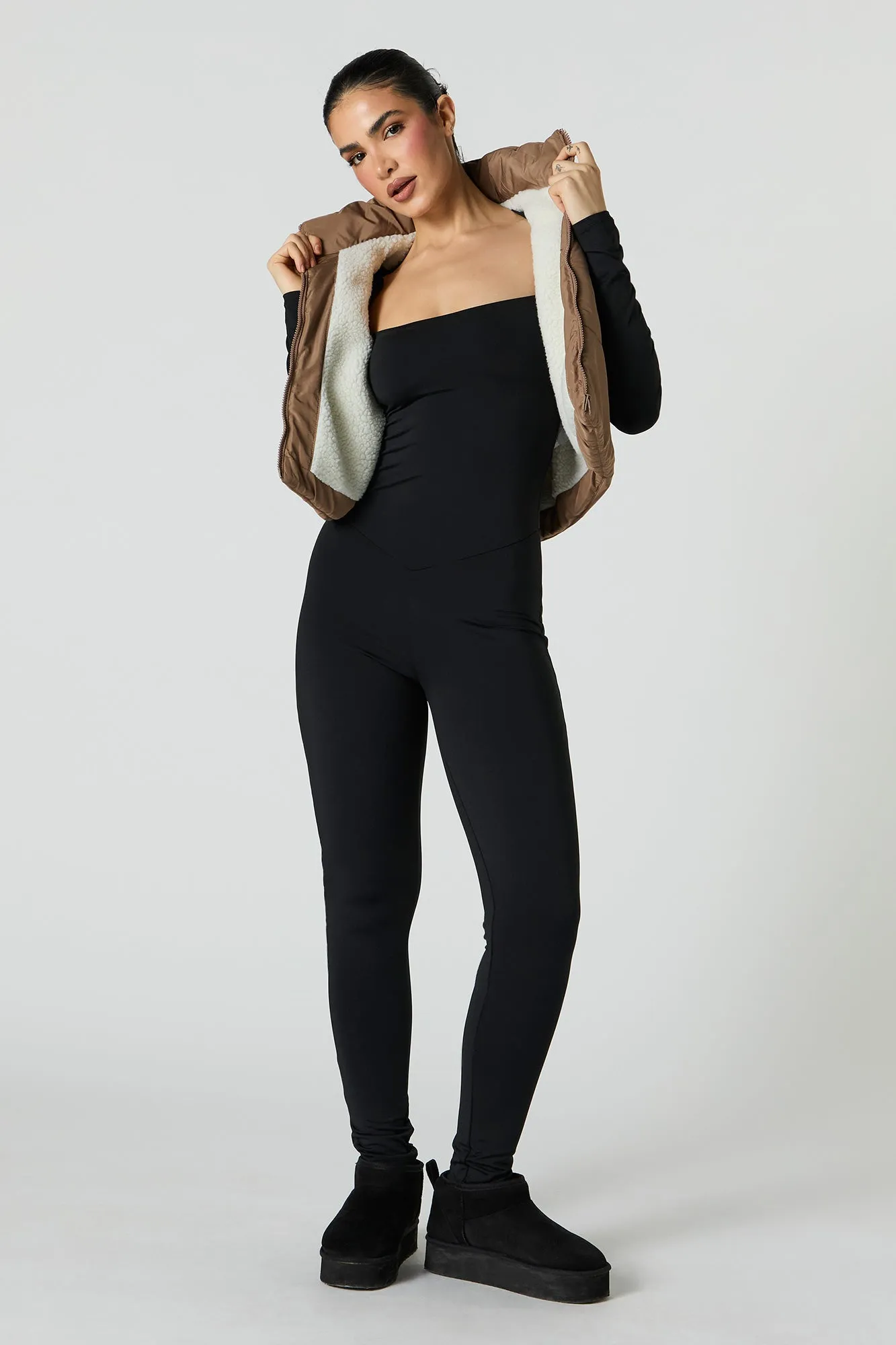 Faux Fur Lined Cropped Puffer Vest sold by Urban Planet product image thumbnail 3