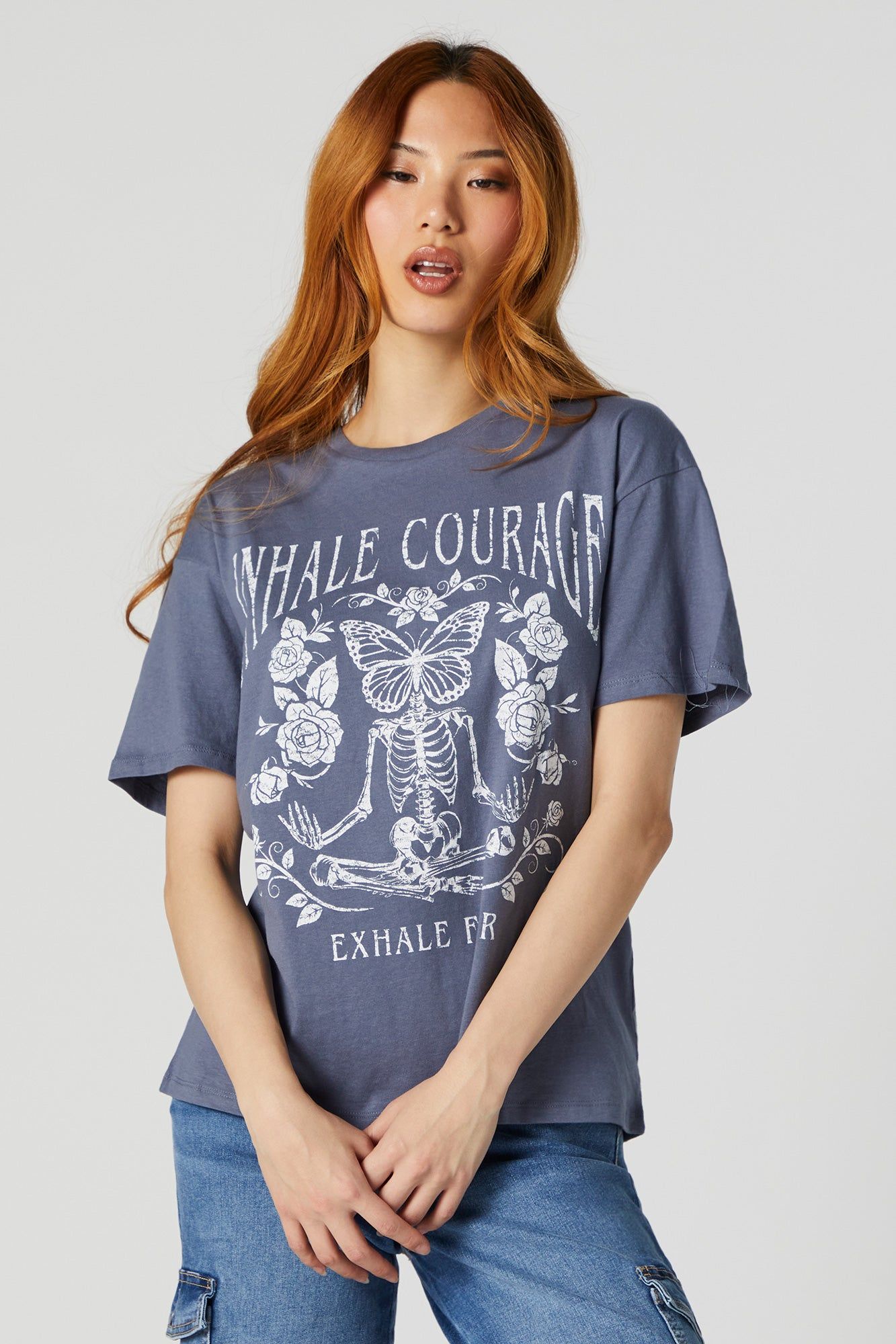 Inhale Courage Exhale Fear Graphic Boyfriend T-Shirt sold by Urban Planet product image thumbnail 2