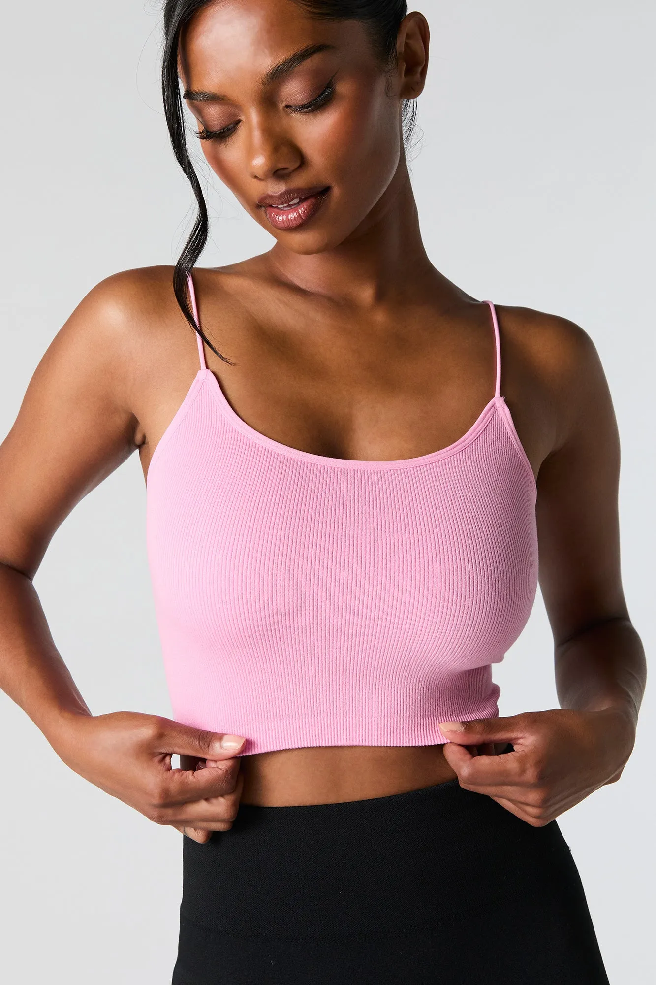 Seamless Ribbed Cropped Bungee Cami sold by Urban Planet product image thumbnail 4