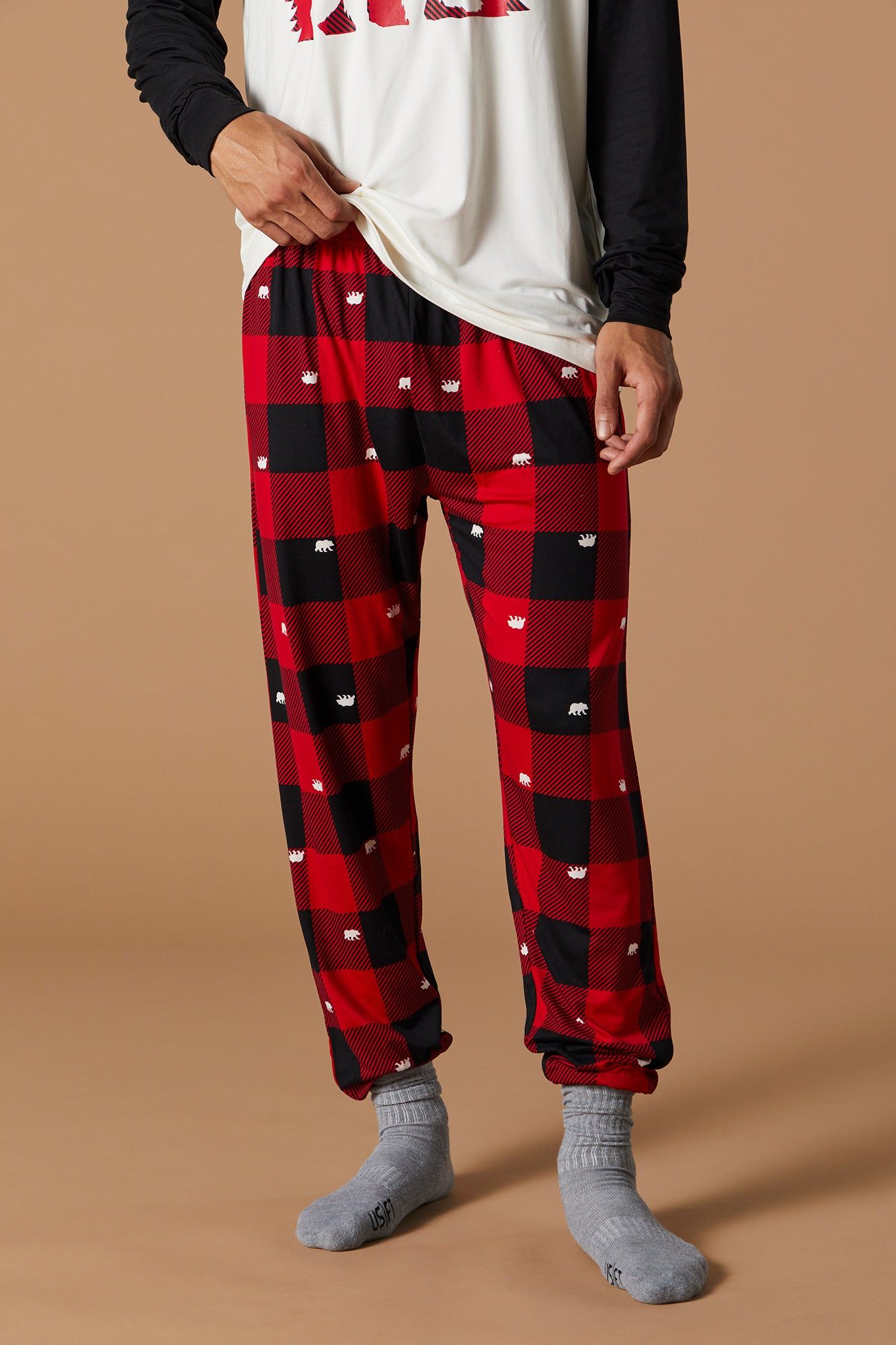 Fammy Jammies Bear Plaid Print 2 Piece Pajama Set sold by Urban Planet product image thumbnail 4