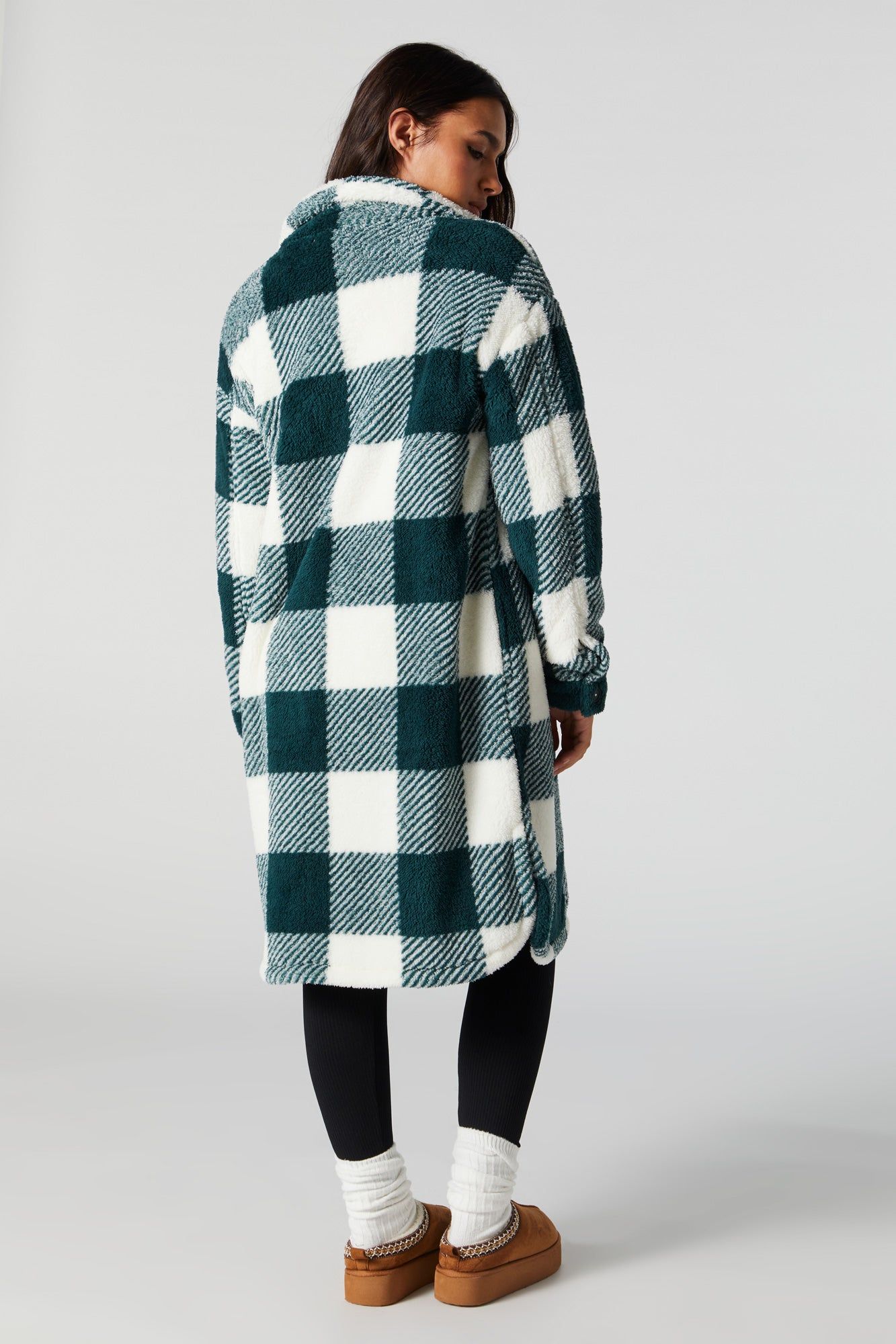 Plaid Sherpa Longline Shacket sold by Urban Planet product image thumbnail 5