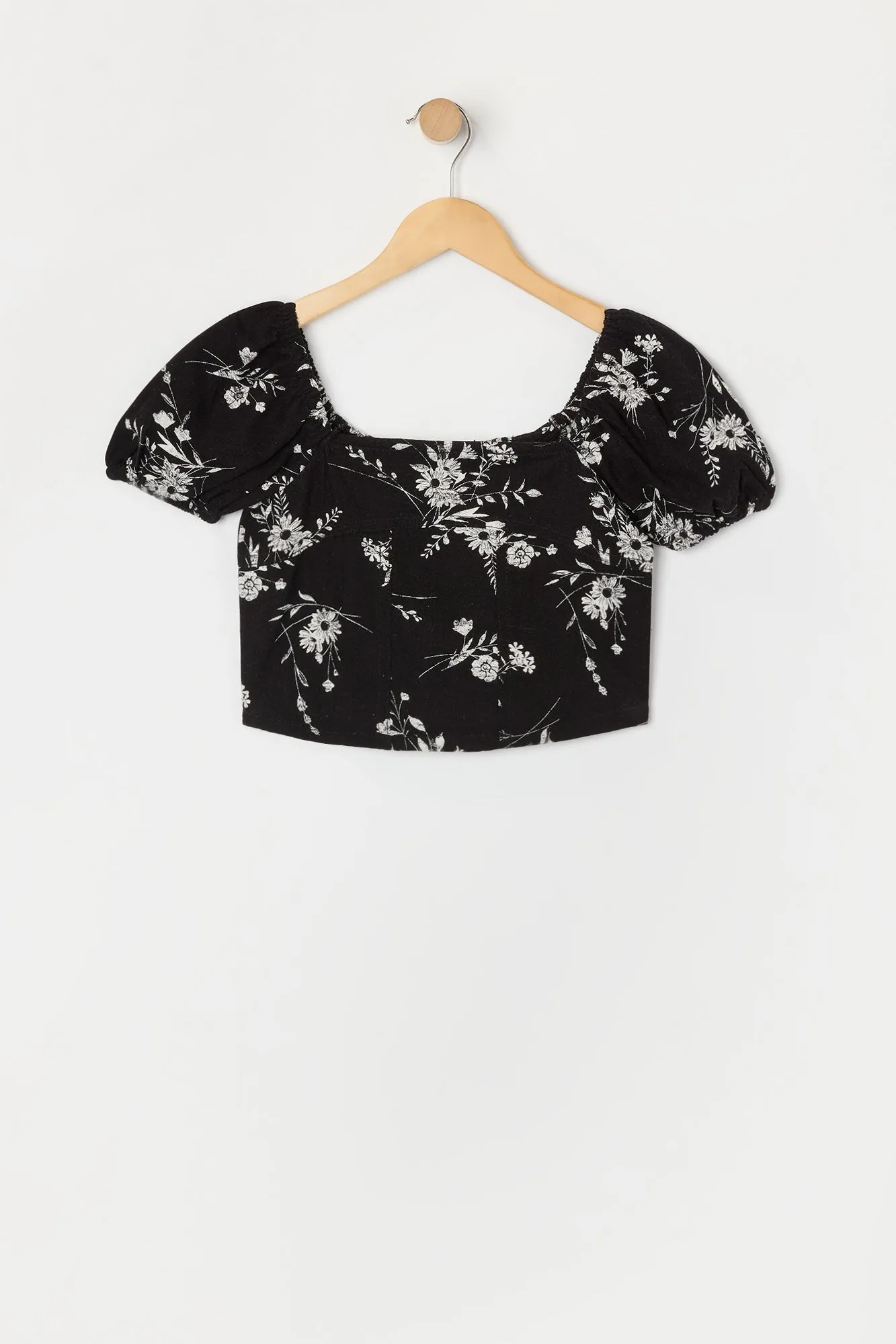 Haut en lin fleuri à manches bouffantes pour fille sold by Urban Planet product image thumbnail 5