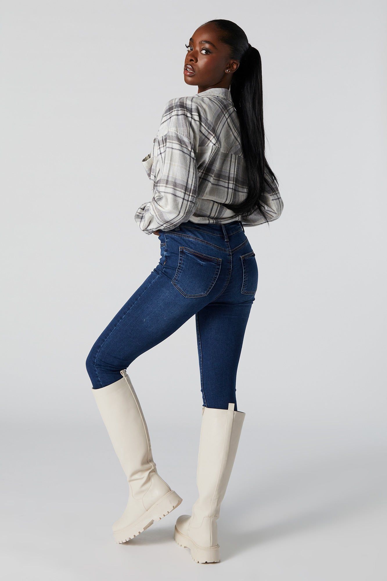 Dark Wash High Rise Skinny Jean sold by Urban Planet product image thumbnail 3