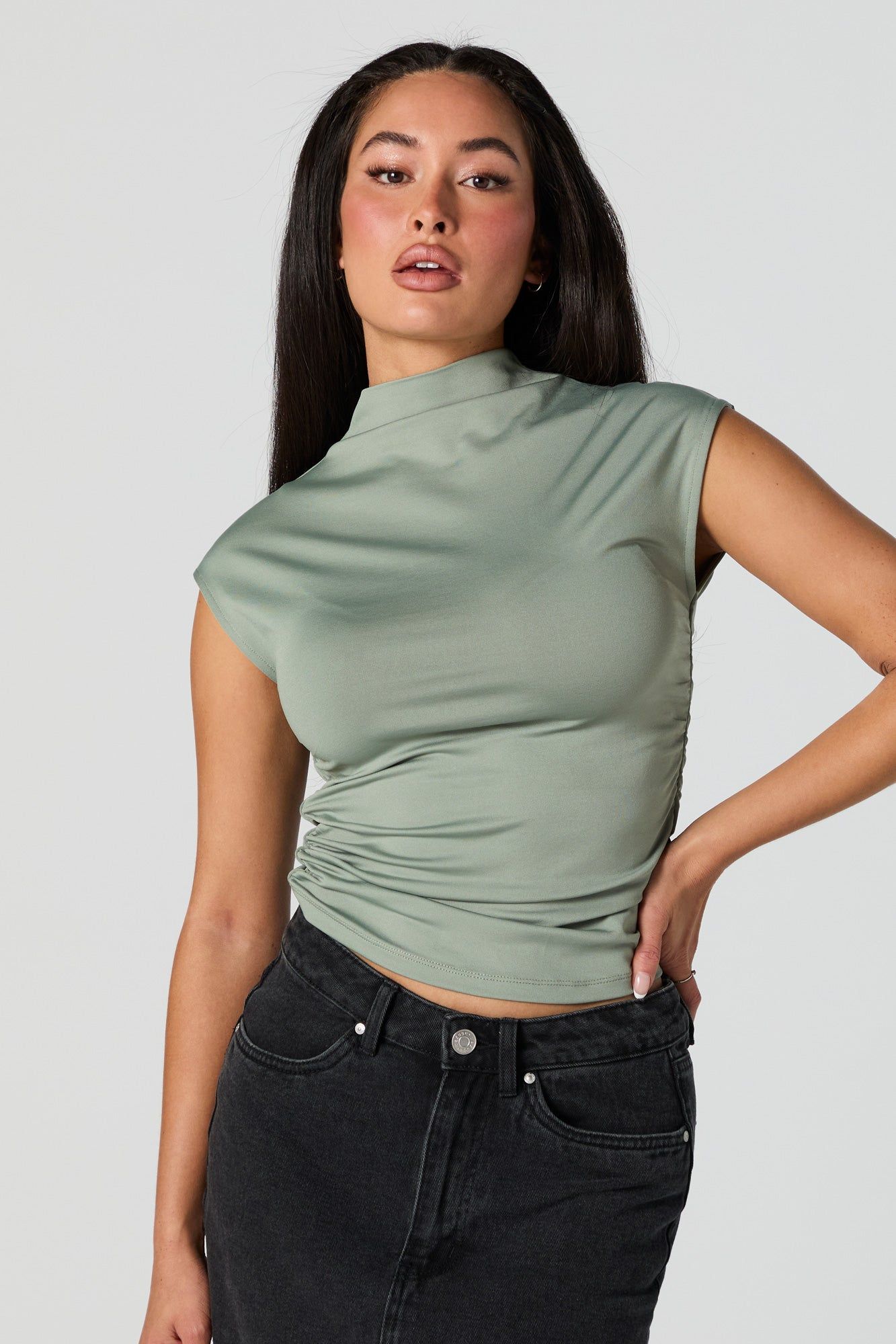 Contour Mock Neck Top sold by Urban Planet